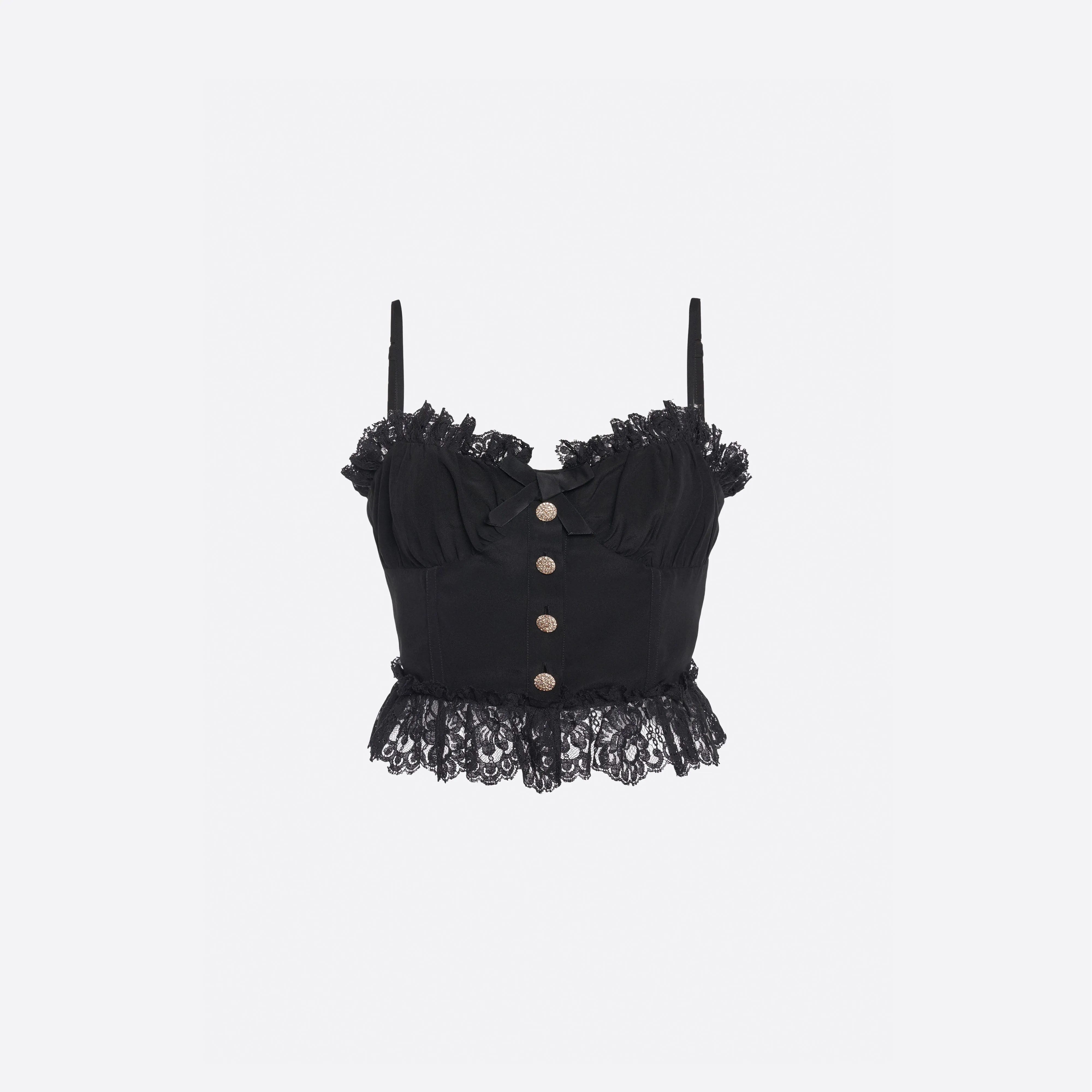 SILK BUSTIER TOP WITH LACE TRIMS sold by Alessandra Rich