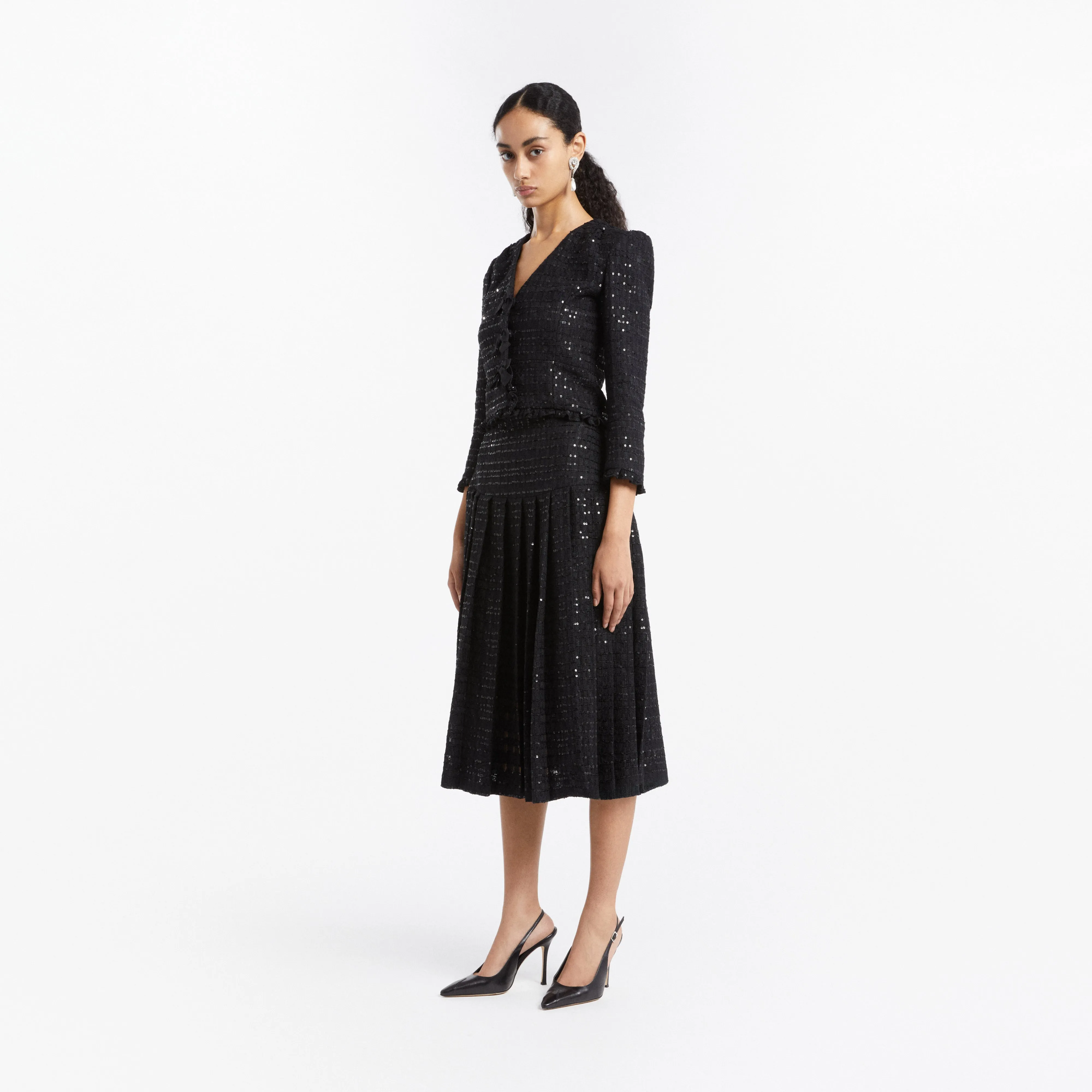 SEQUIN TWEED PLEATED SKIRT sold by Alessandra Rich product image thumbnail 3