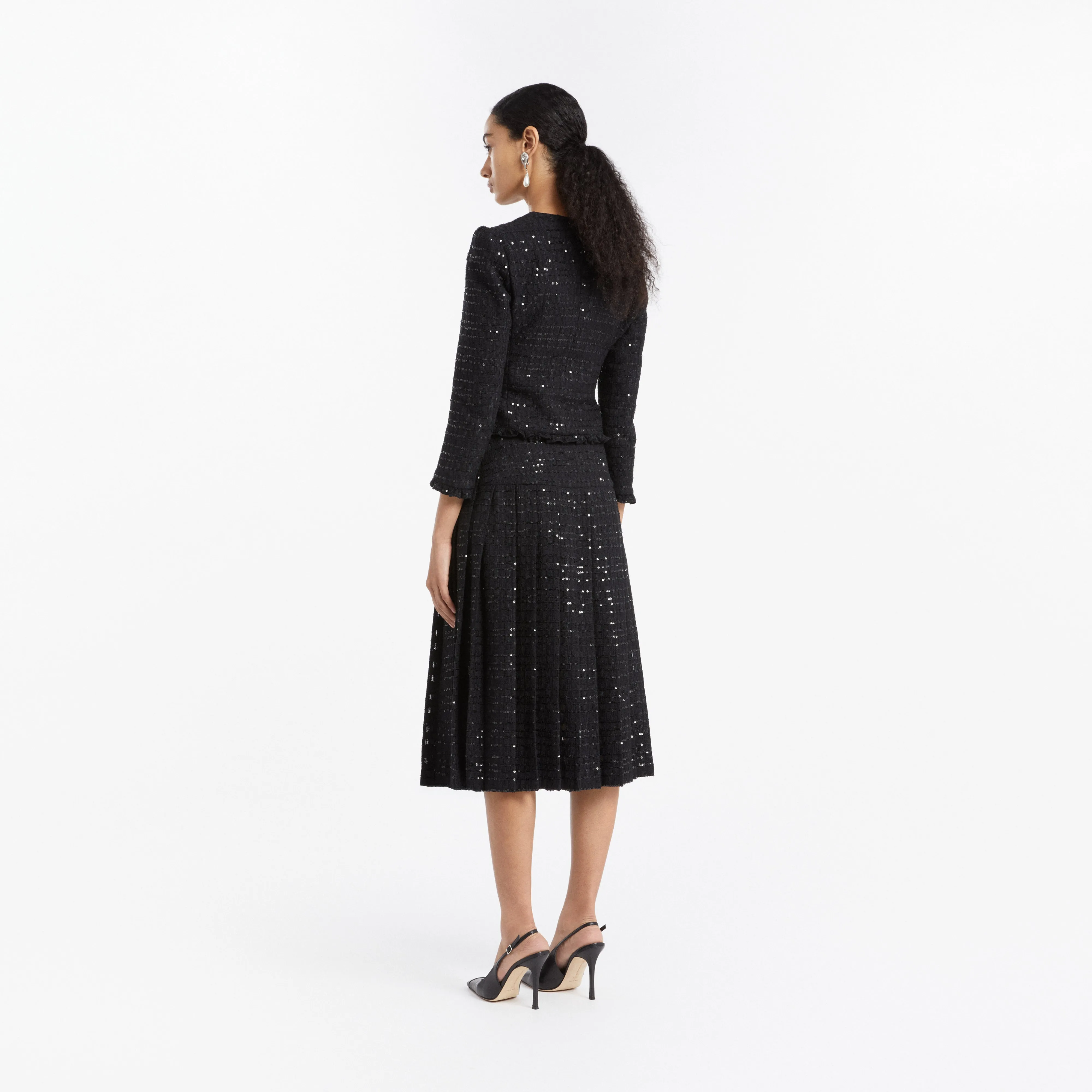 SEQUIN TWEED PLEATED SKIRT sold by Alessandra Rich product image thumbnail 4