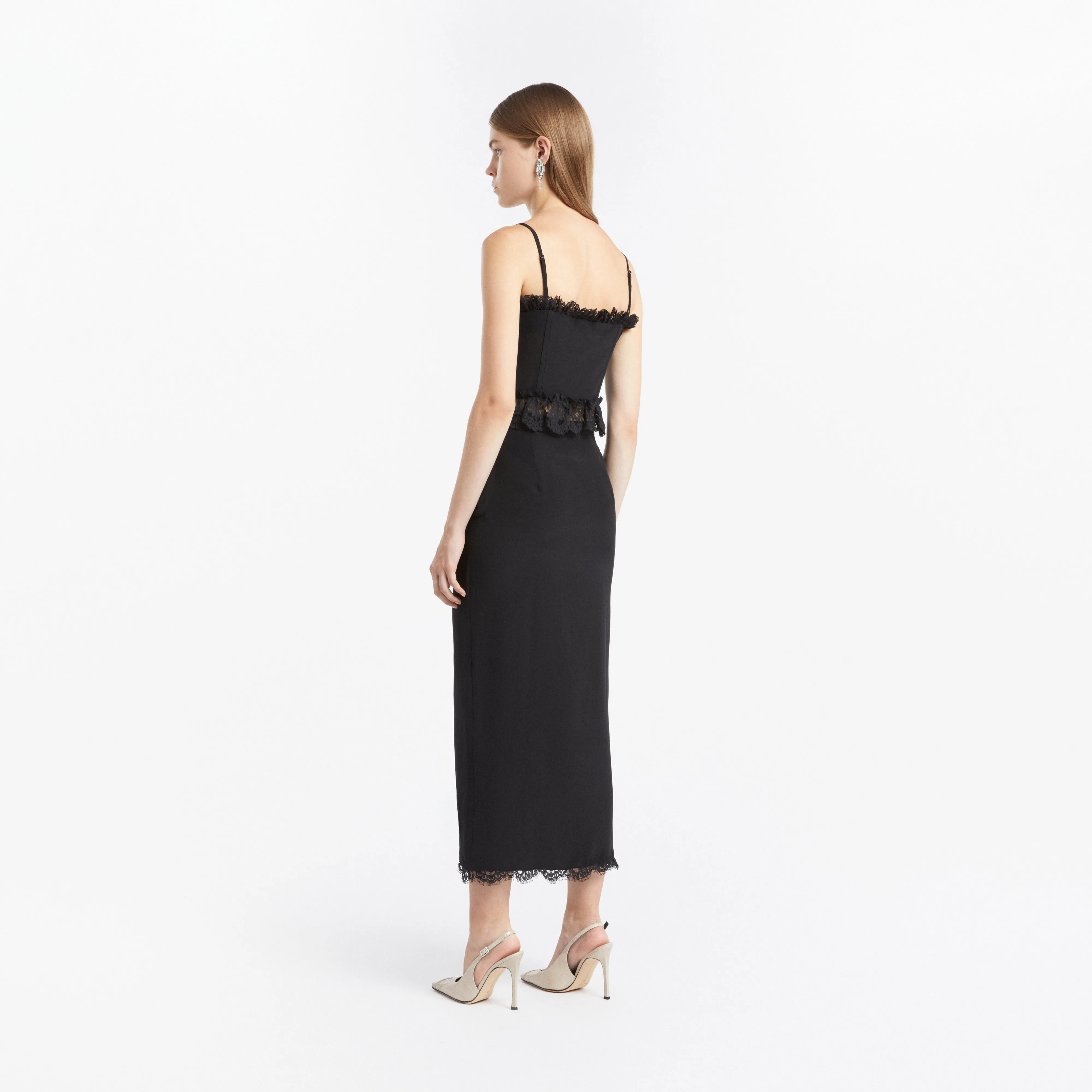 SILK MIDI SKIRT WITH LACE TRIMS sold by Alessandra Rich product image thumbnail 4