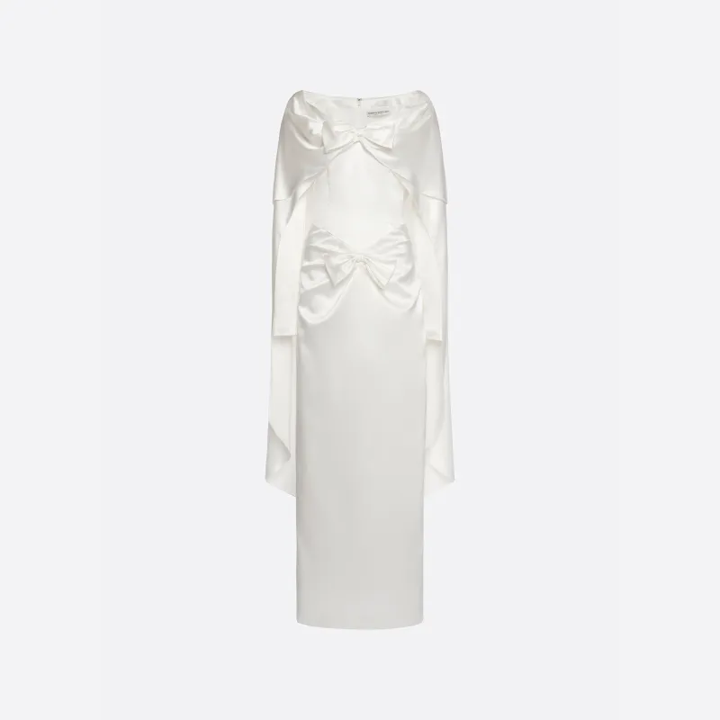 SILK SATIN EVENING DRESS WITH CAPE made by Alessandra Rich