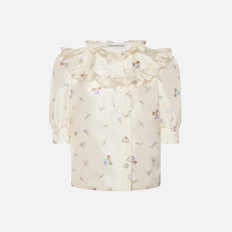 FLORAL-PRINT SILK TAFFETA BLOUSE made by Alessandra Rich