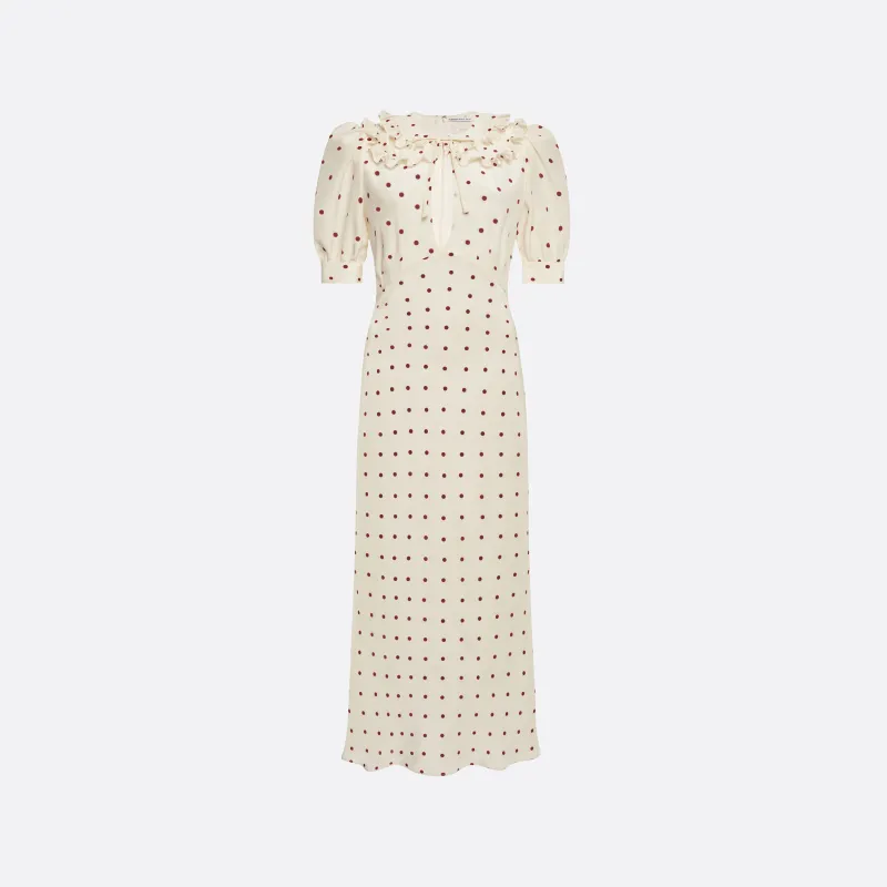 POLKA-DOT SILK DRESS WITH DOUBLE COLLAR made by Alessandra Rich
