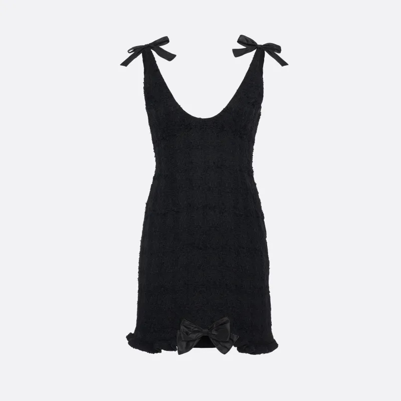 CHECK TWEED BOUCLÉ MINI DRESS WITH BOWS made by Alessandra Rich