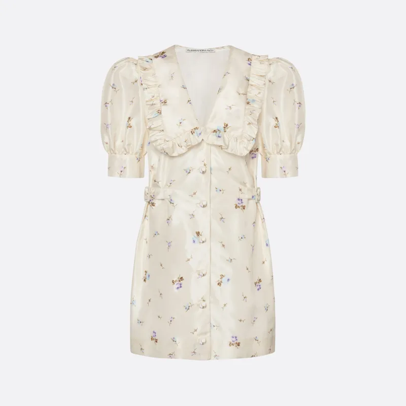 FLORAL-PRINT SILK TAFFETA MINI DRESS WITH BUCKLES made by Alessandra Rich
