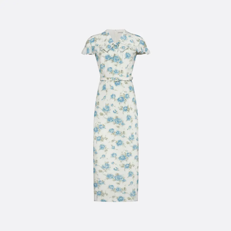 FLORAL-PRINT SILK MIDI DRESS made by Alessandra Rich