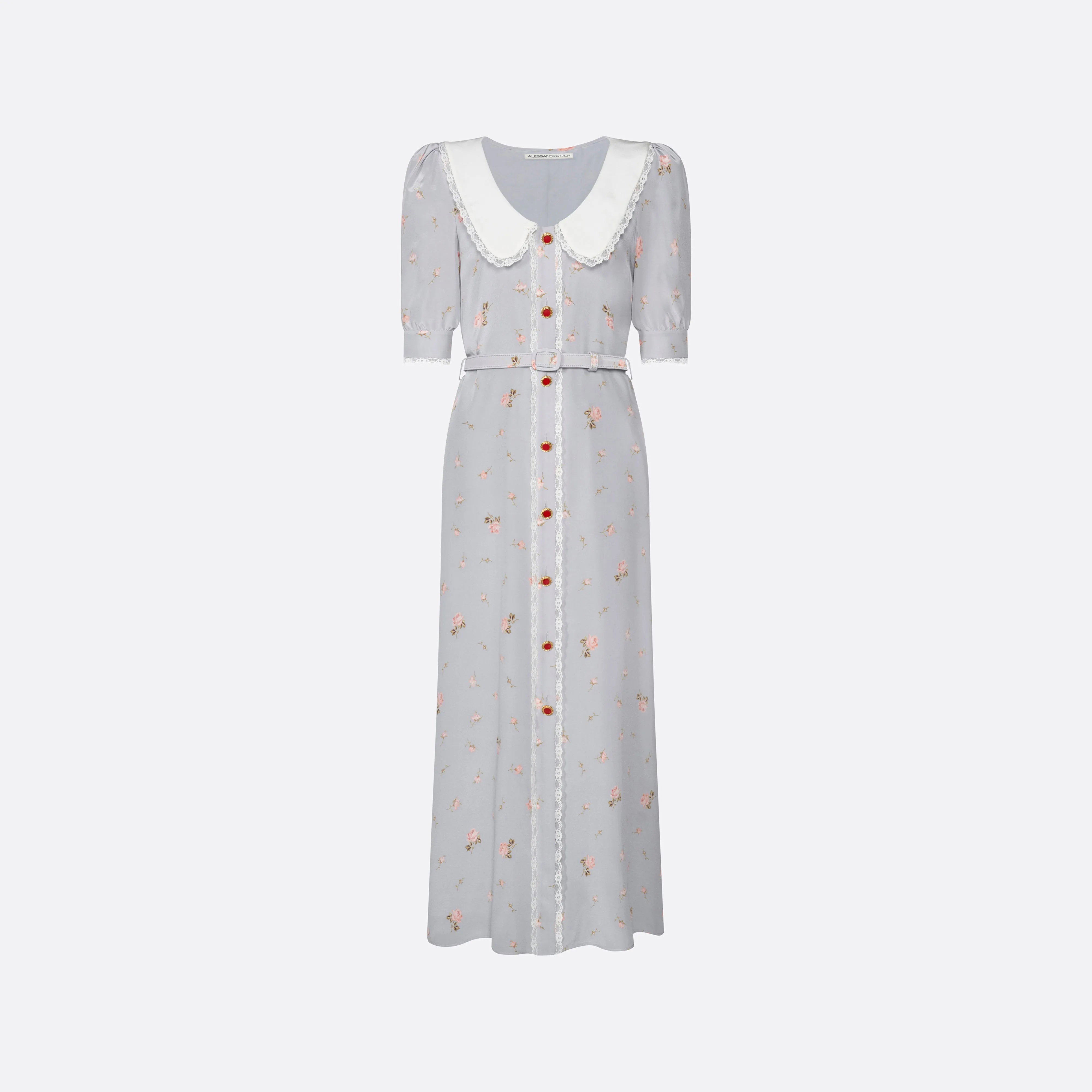 FLORAL-PRINT SILK MIDI DRESS sold by Alessandra Rich