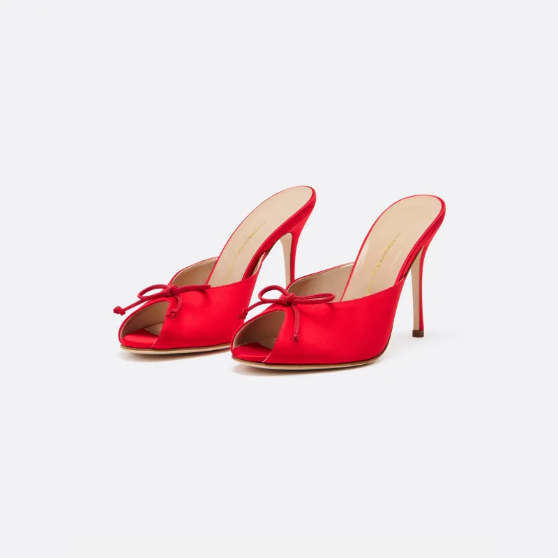 SATIN MULES WITH BOW DETAIL made by Alessandra Rich