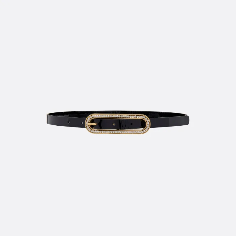 SLIM LEATHER BELT WITH CRYSTAL BUCKLE made by Alessandra Rich