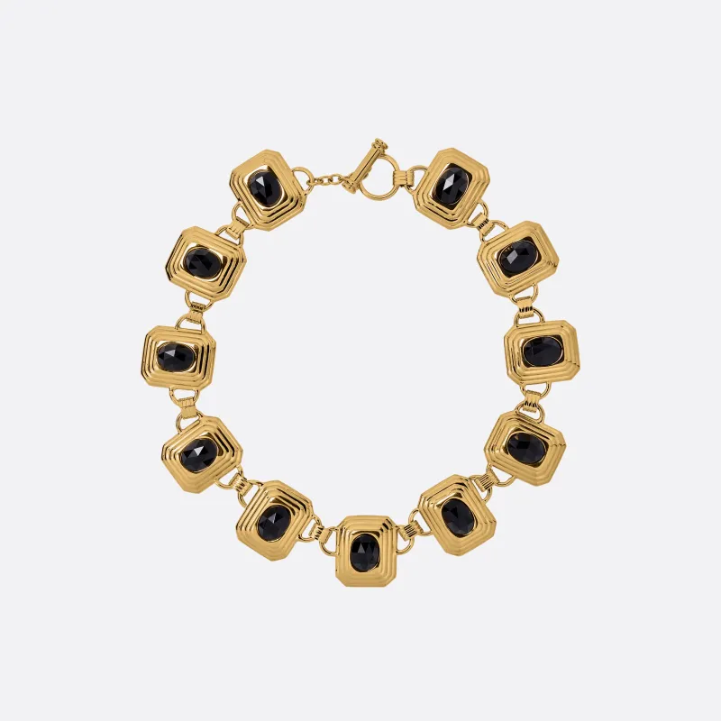 METAL NECKLACE WITH BLACK CRYSTALS made by Alessandra Rich