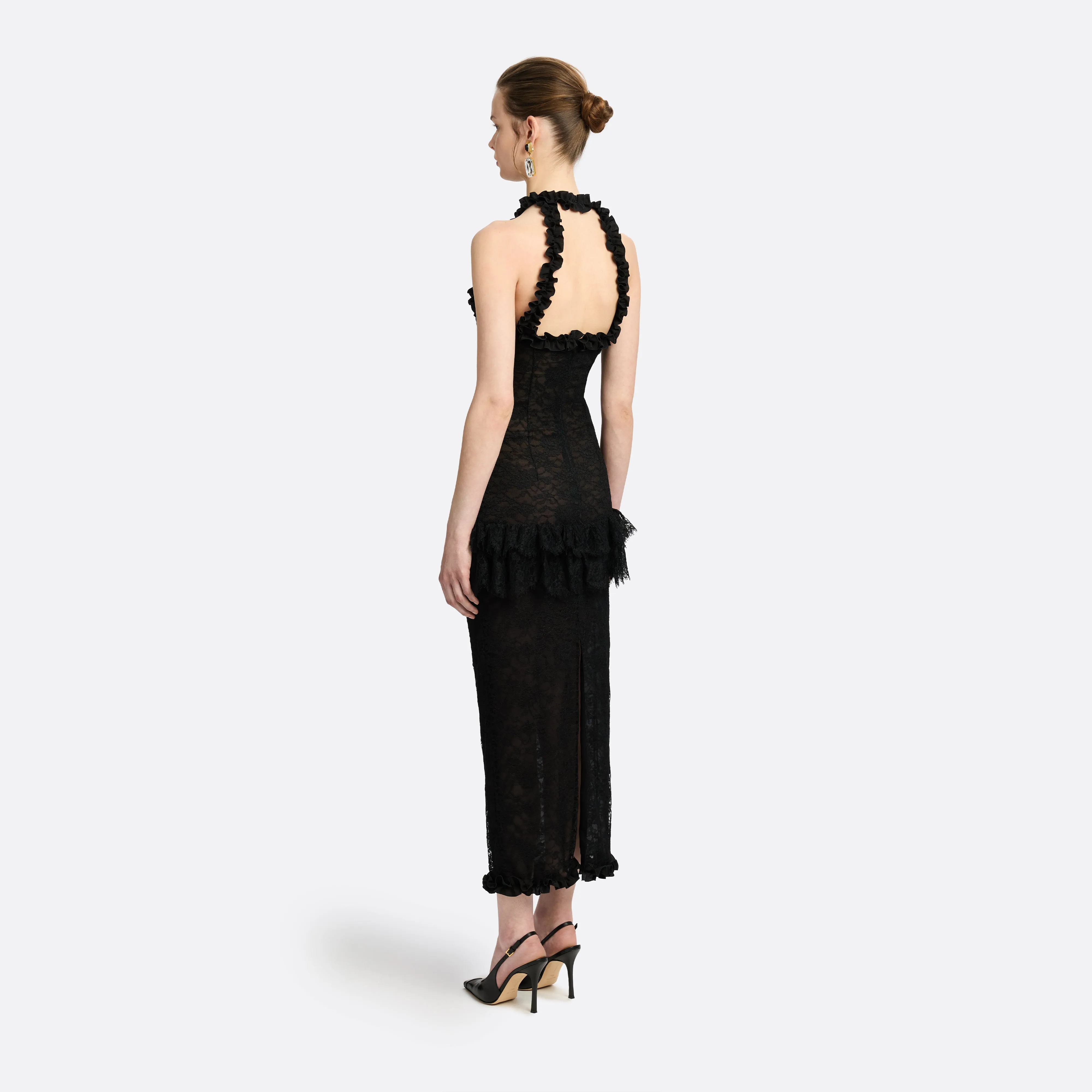 CHANTILLY LACE HALTERNECK EVENING DRESS sold by Alessandra Rich product image thumbnail 4