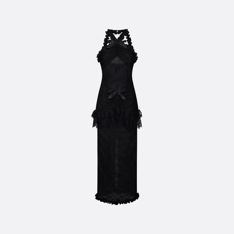 CHANTILLY LACE HALTERNECK EVENING DRESS made by Alessandra Rich