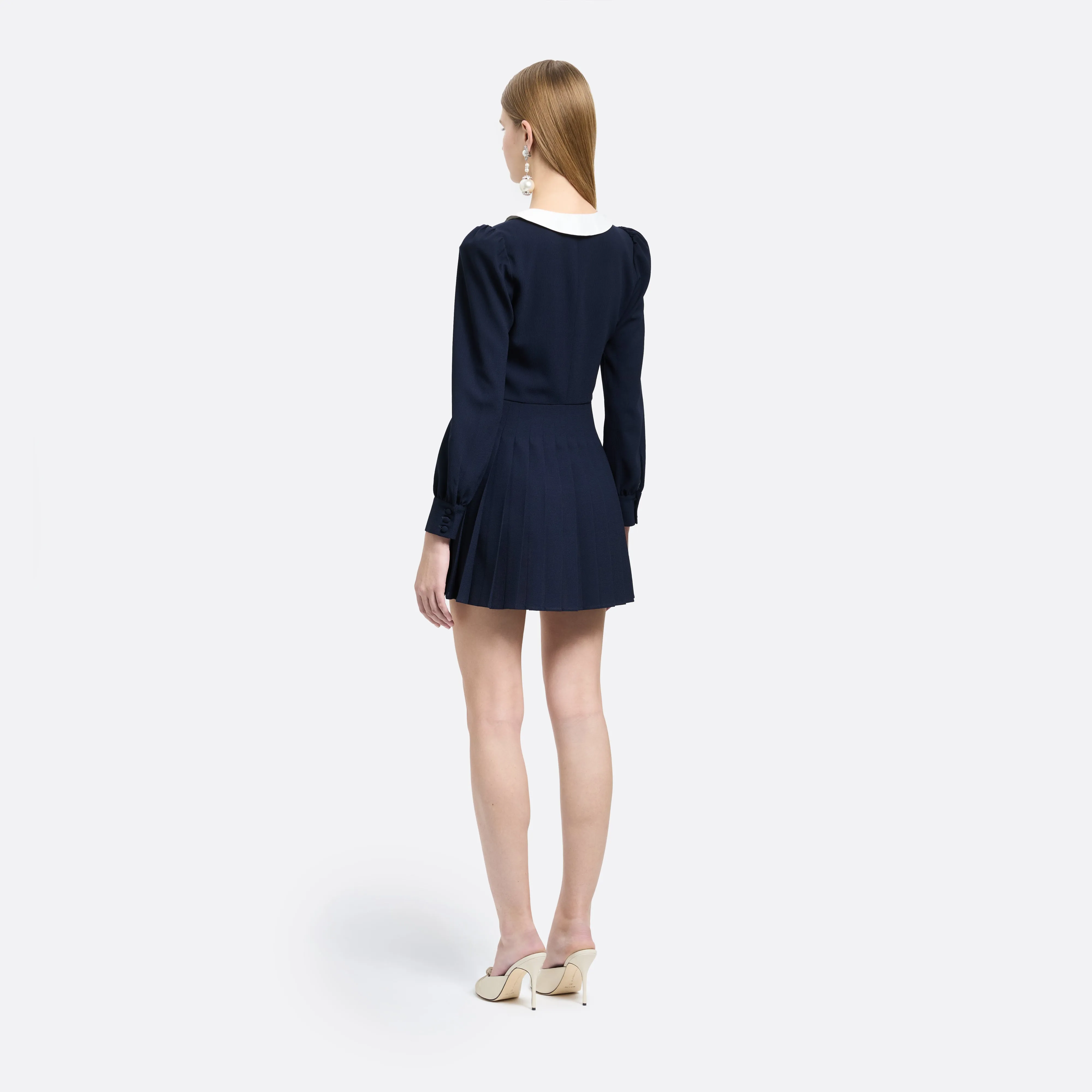 LIGHT WOOL CRÊPE MINI DRESS WITH PLEATED SKIRT sold by Alessandra Rich product image thumbnail 4