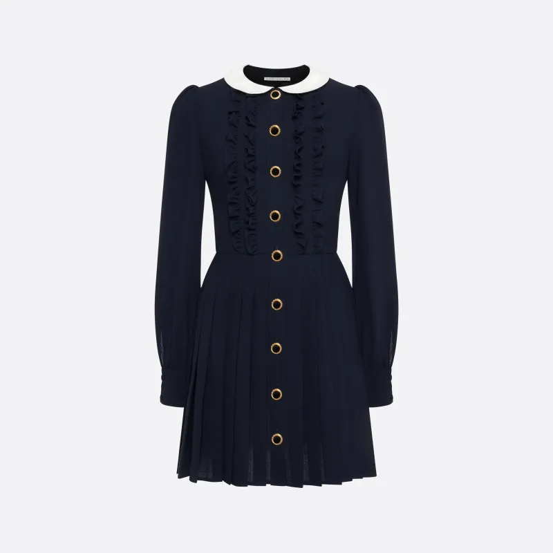 LIGHT WOOL CRÊPE MINI DRESS WITH PLEATED SKIRT made by Alessandra Rich