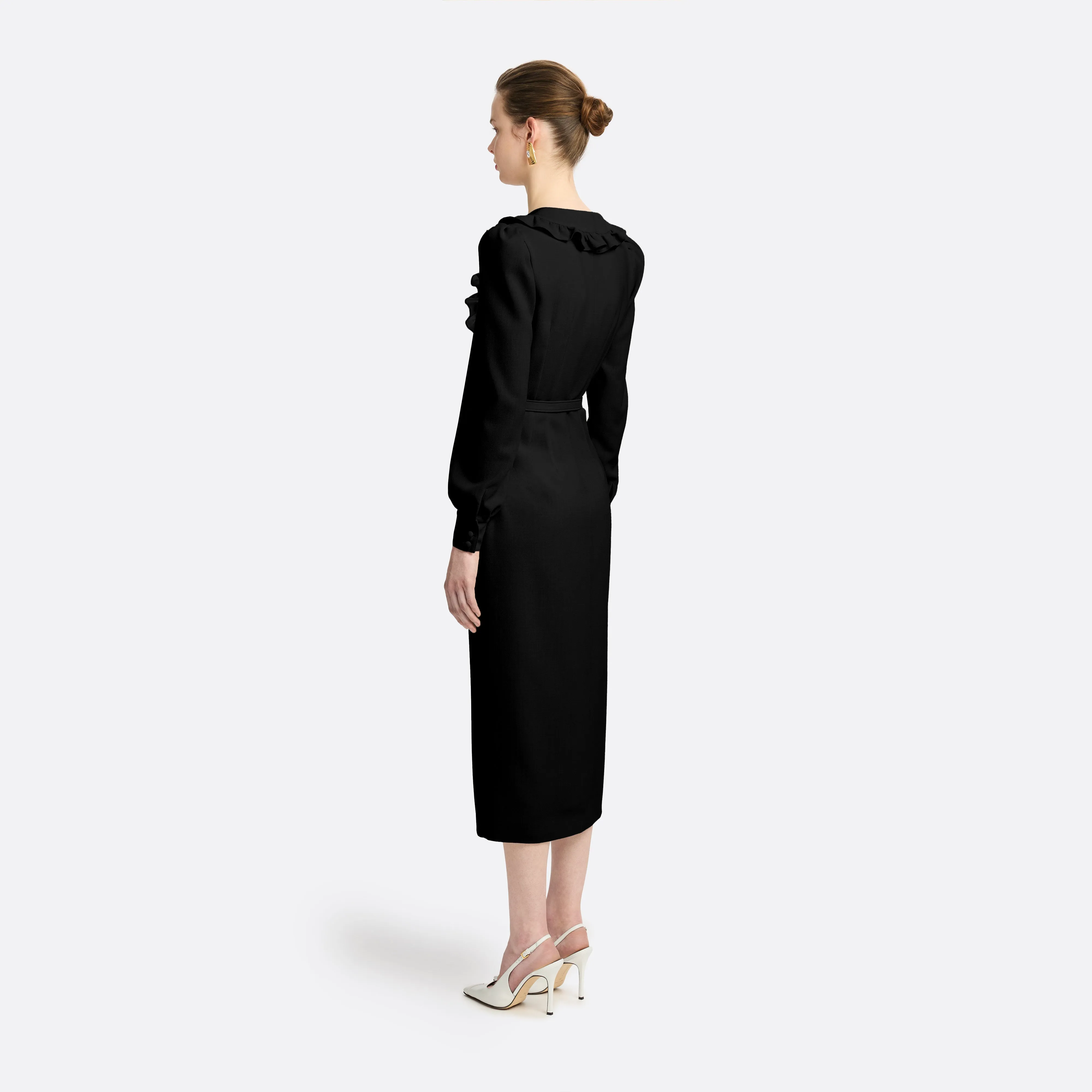 LIGHT WOOL CRÊPE MIDI DRESS WITH V-NECKLINE sold by Alessandra Rich product image thumbnail 4