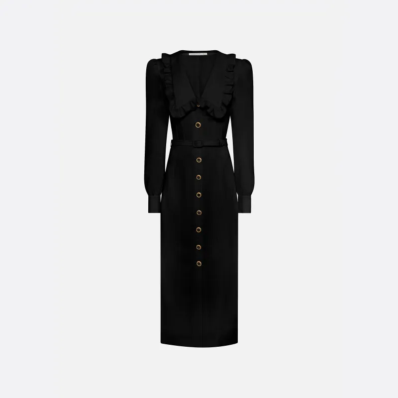 LIGHT WOOL CRÊPE MIDI DRESS WITH V-NECKLINE made by Alessandra Rich