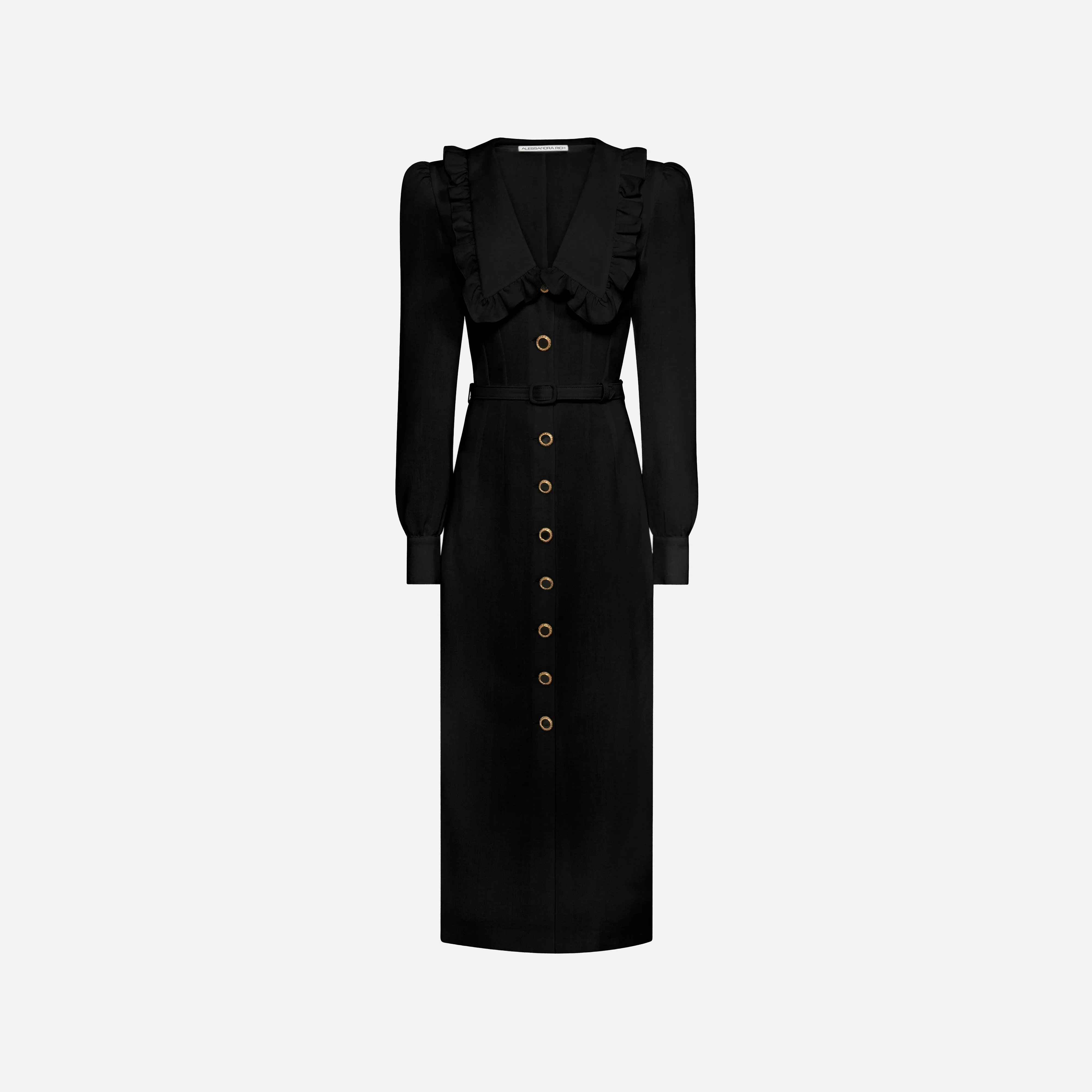 LIGHT WOOL CRÊPE MIDI DRESS WITH V-NECKLINE sold by Alessandra Rich