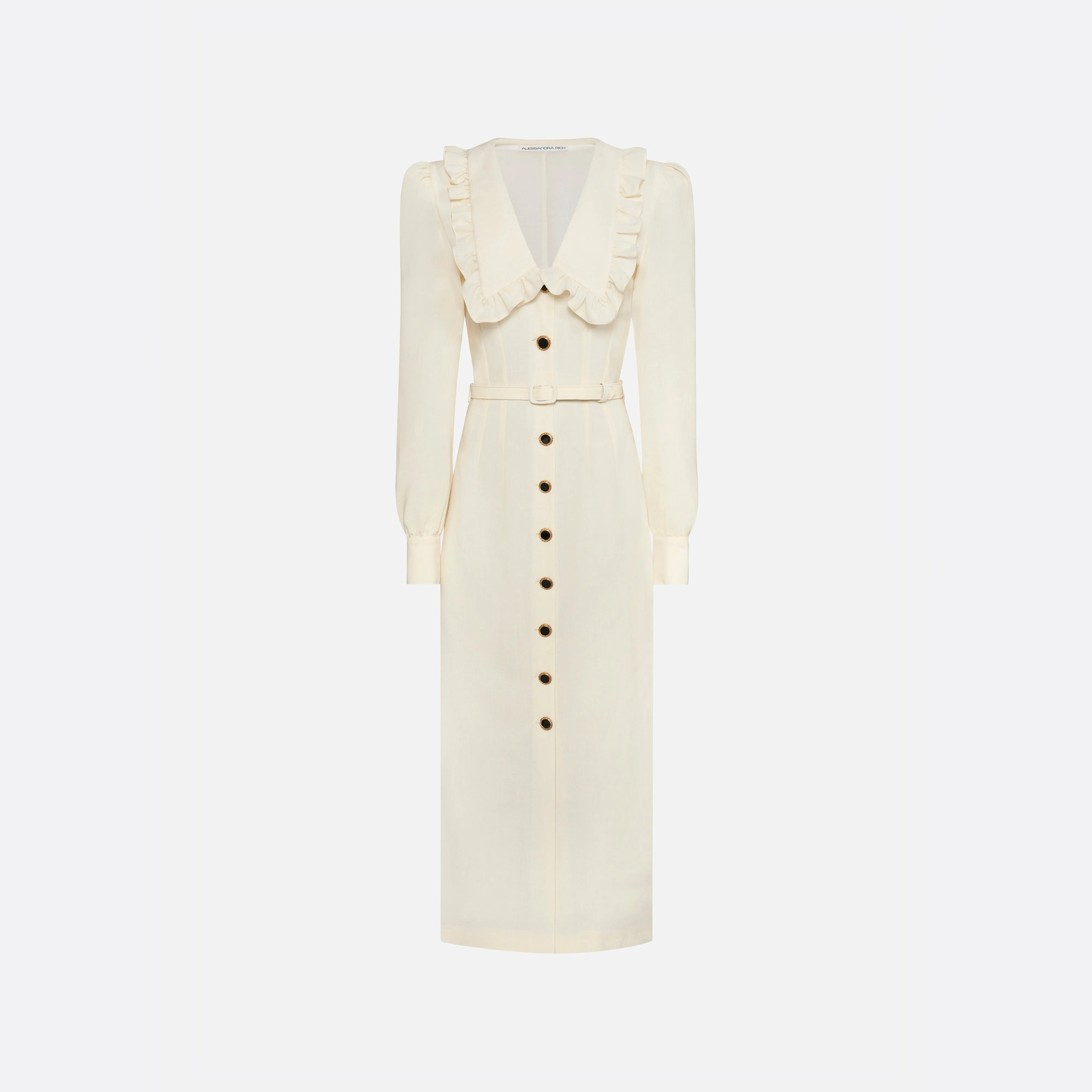 LIGHT WOOL CRÊPE MIDI DRESS WITH V-NECKLINE sold by Alessandra Rich