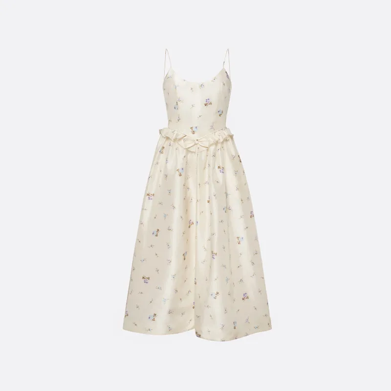 FLORAL-PRINT SILK TAFFETA MIDI DRESS made by Alessandra Rich
