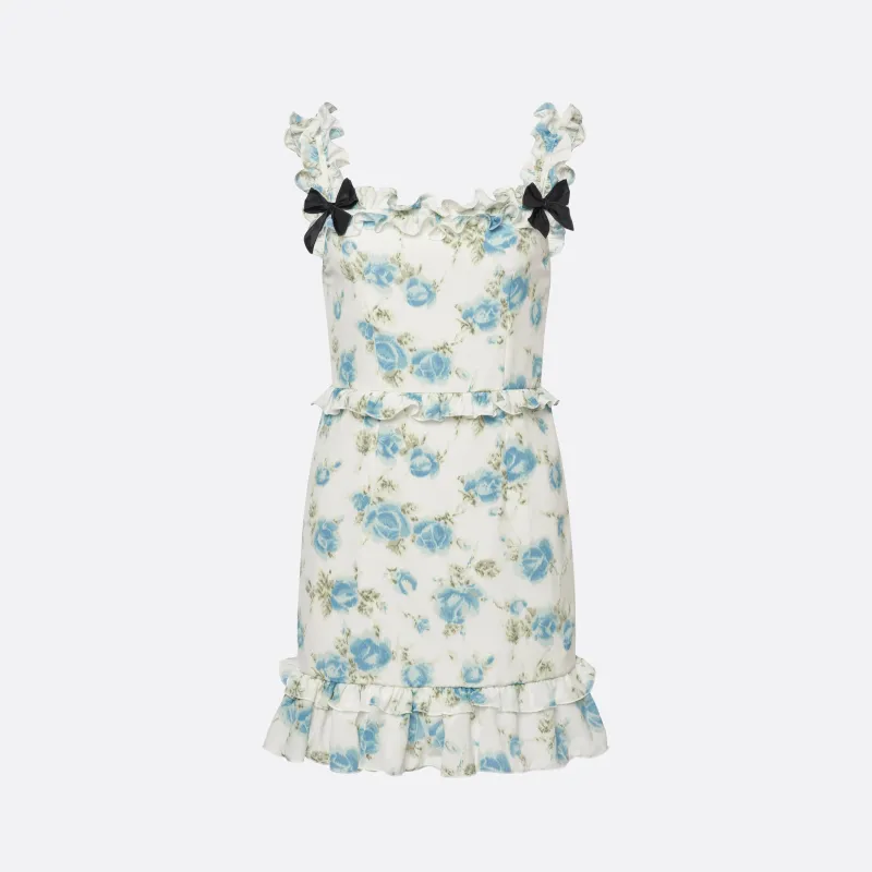 FLORAL-PRINT SILK MINI DRESS WITH RUFFLES made by Alessandra Rich