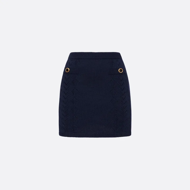 MERINO WOOL LACE-KNIT MINI SKIRT made by Alessandra Rich