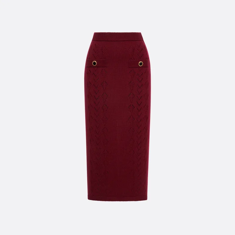 MERINO WOOL LACE-KNIT MIDI SKIRT made by Alessandra Rich