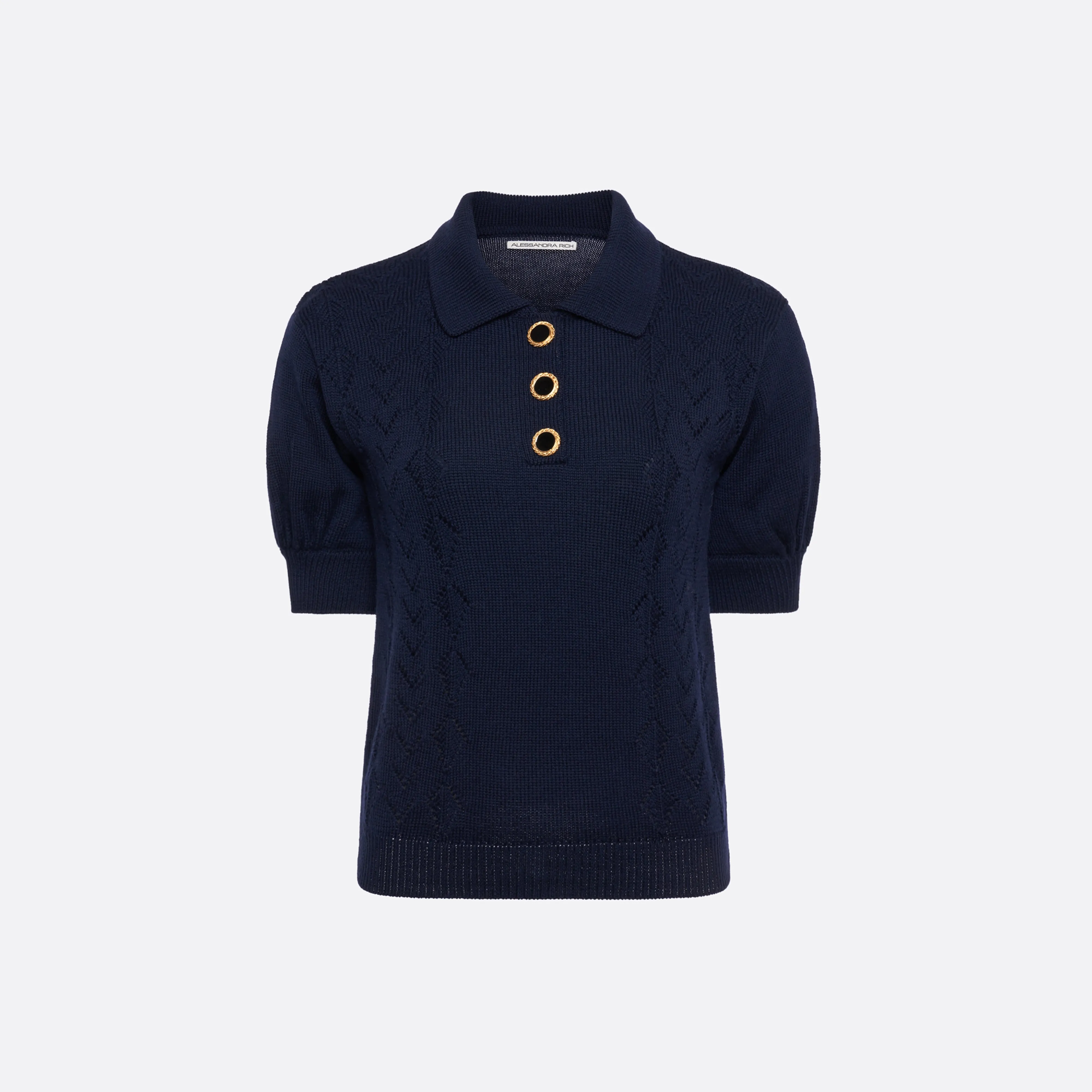 MERINO WOOL KNIT LACE-KNIT POLO sold by Alessandra Rich