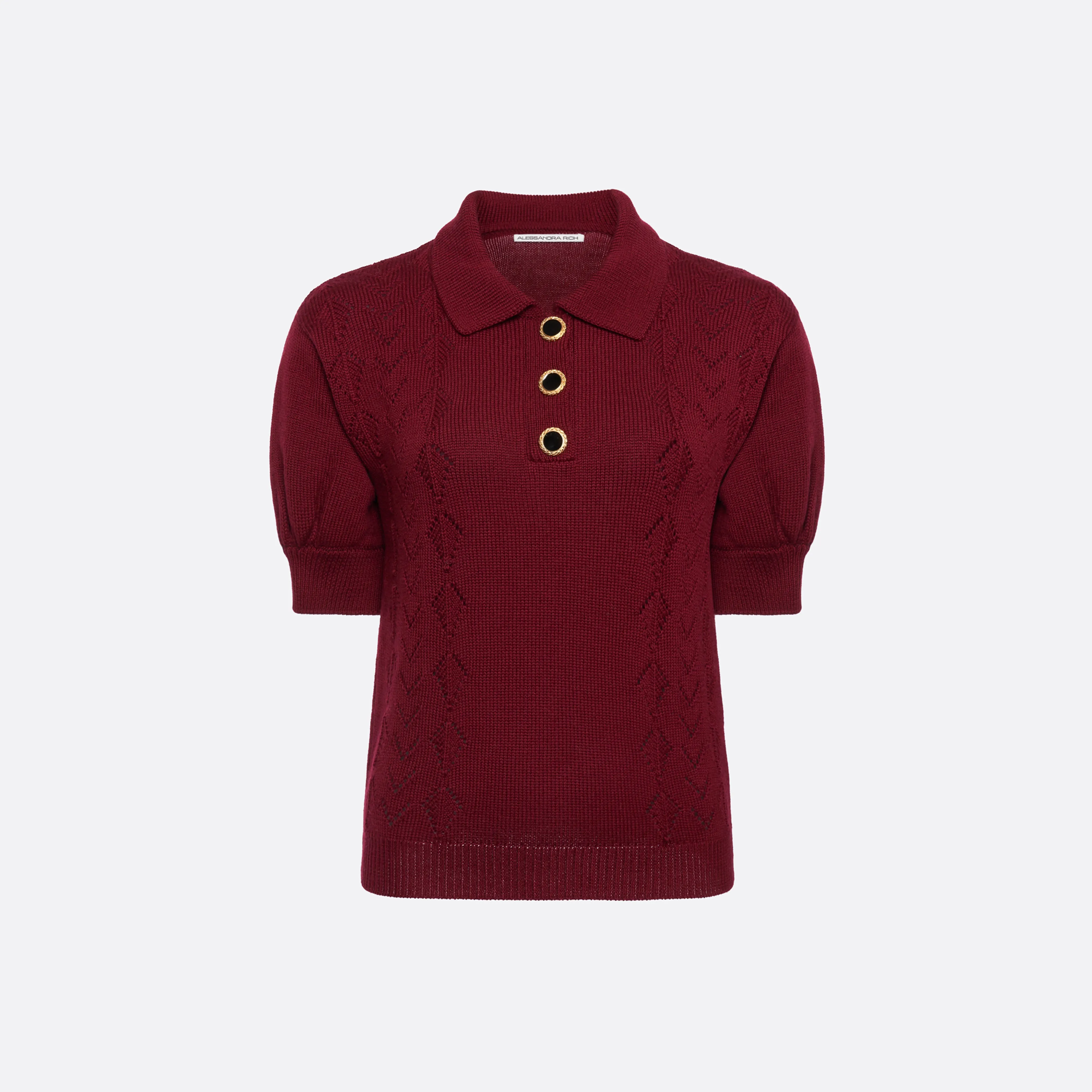 MERINO WOOL KNIT LACE-KNIT POLO sold by Alessandra Rich