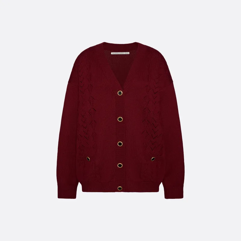 MERINO WOOL LACE-KNIT CARDIGAN made by Alessandra Rich