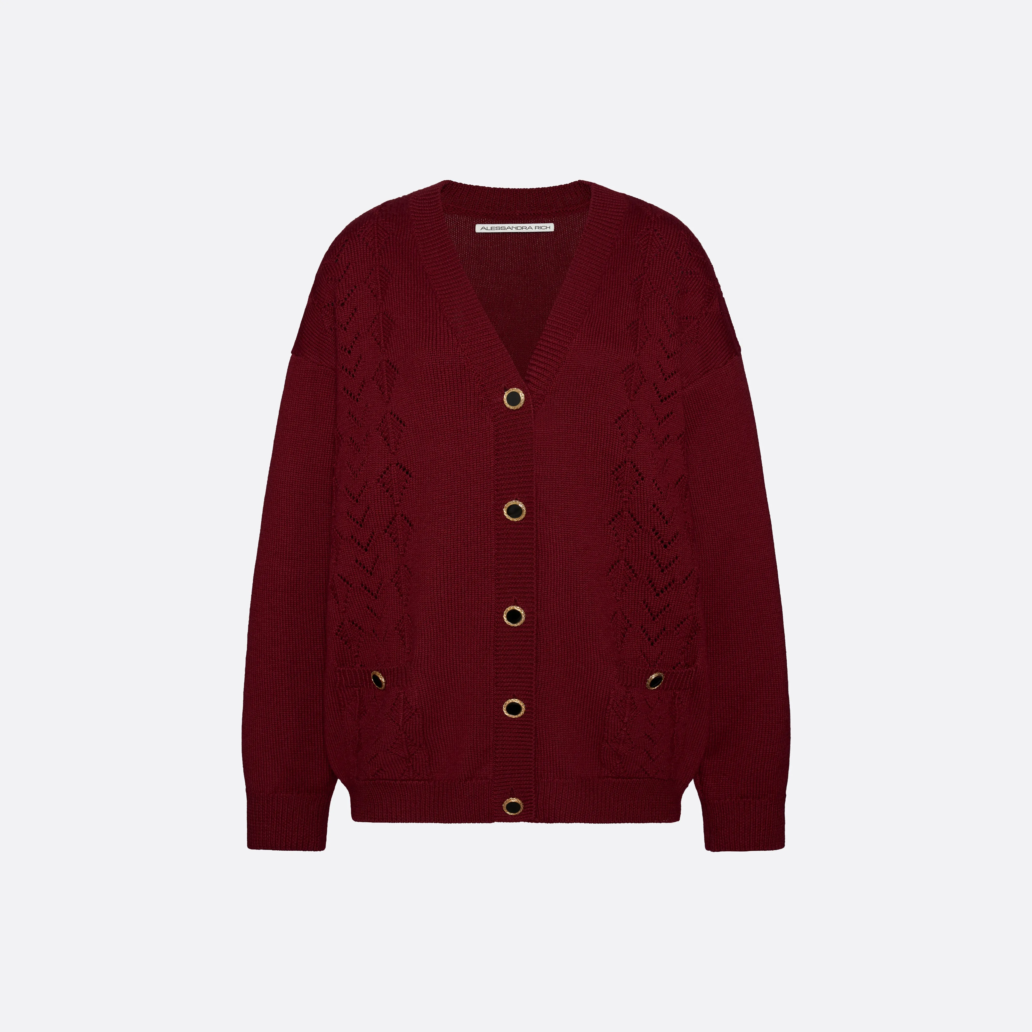 MERINO WOOL LACE-KNIT CARDIGAN sold by Alessandra Rich