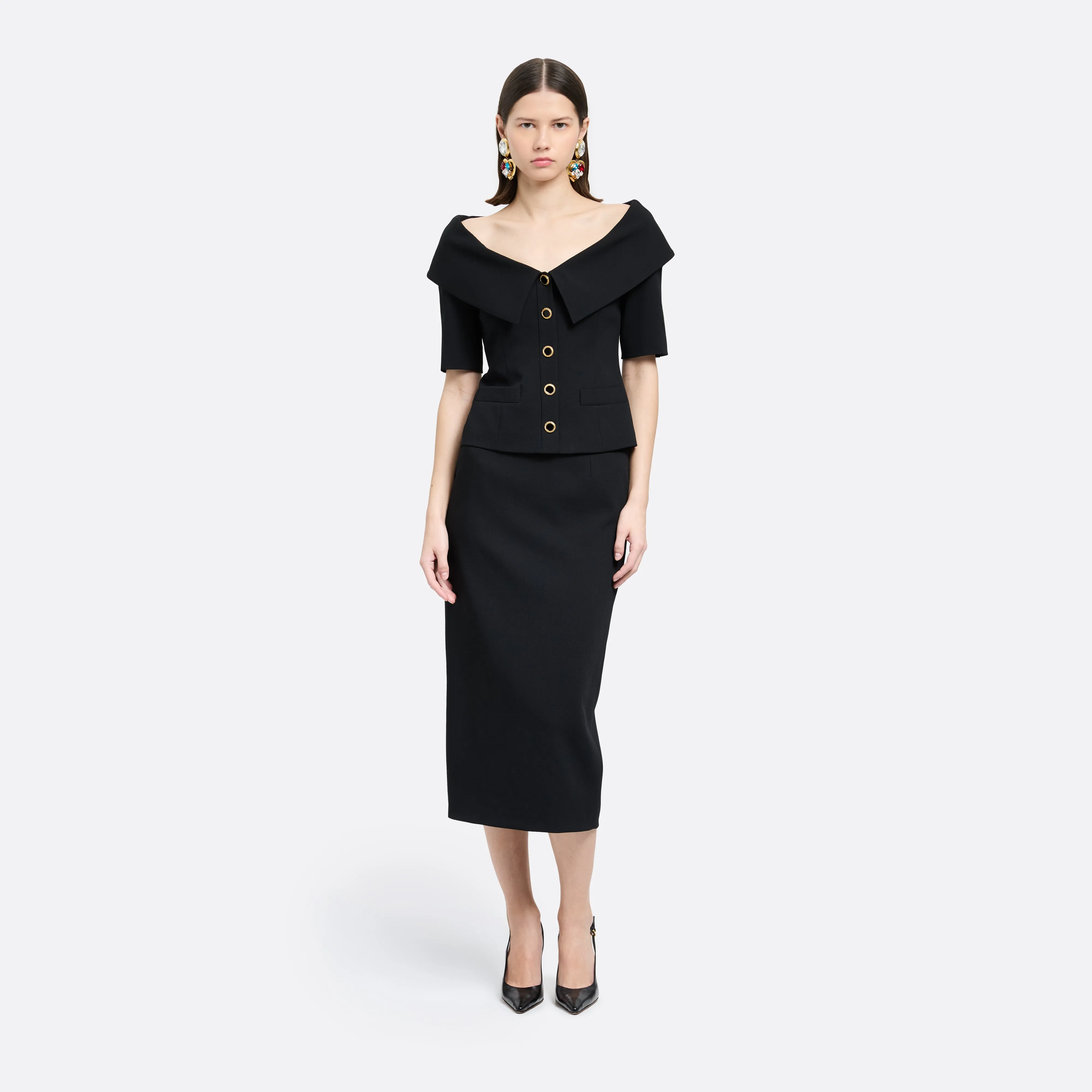 WOOL CRÊPE OFF-SHOULDER JACKET sold by Alessandra Rich product image thumbnail 2