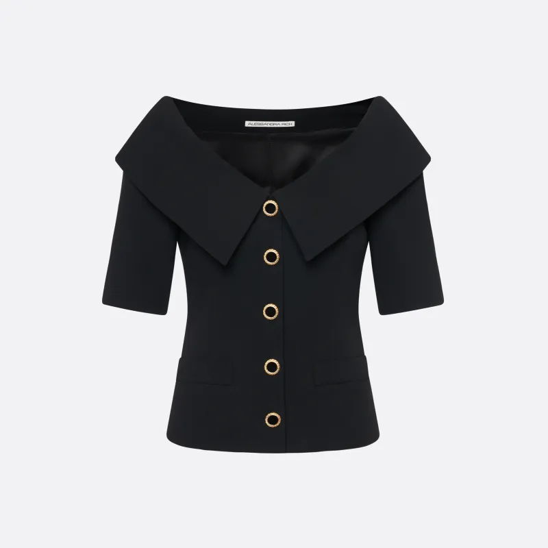 WOOL CRÊPE OFF-SHOULDER JACKET made by Alessandra Rich