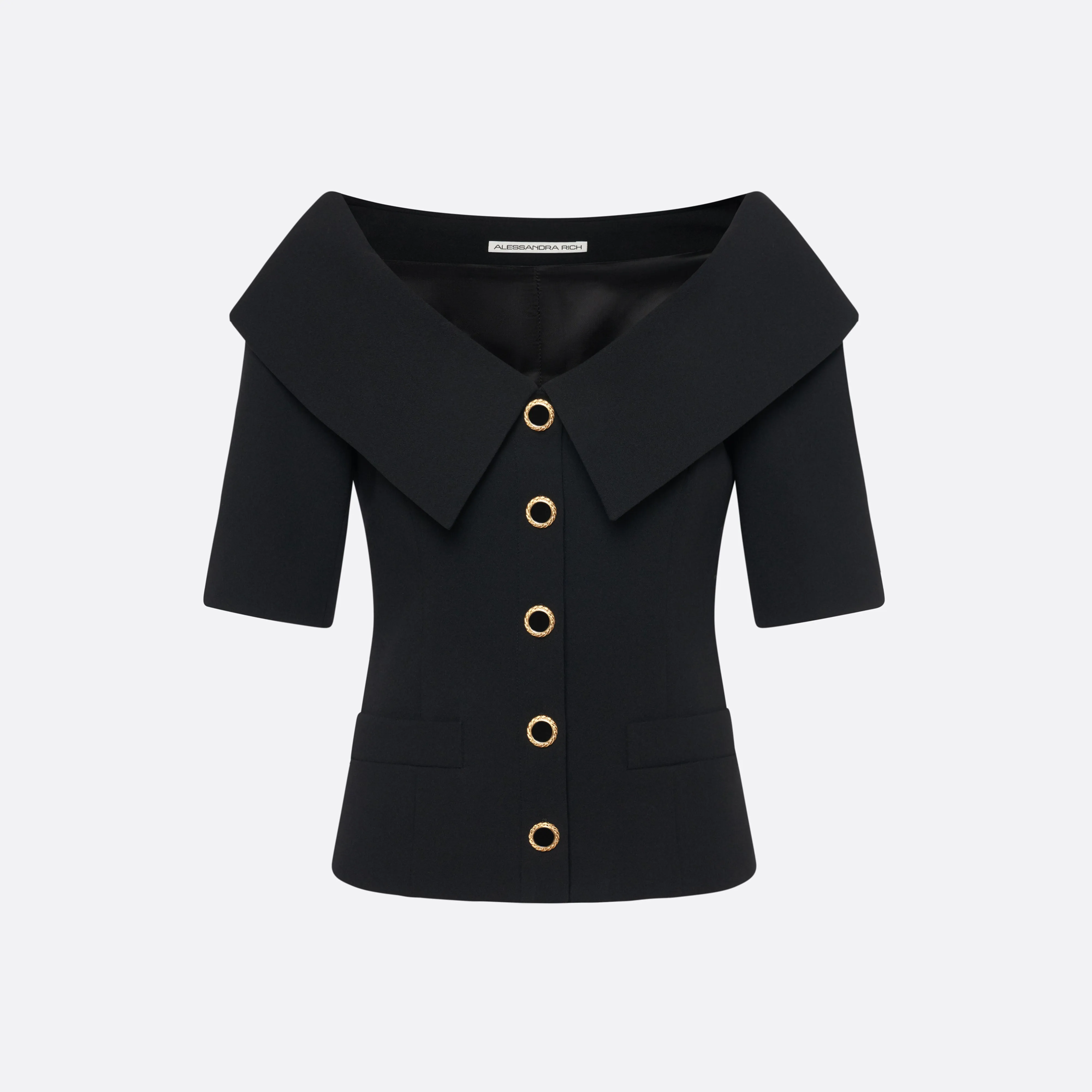 WOOL CRÊPE OFF-SHOULDER JACKET sold by Alessandra Rich