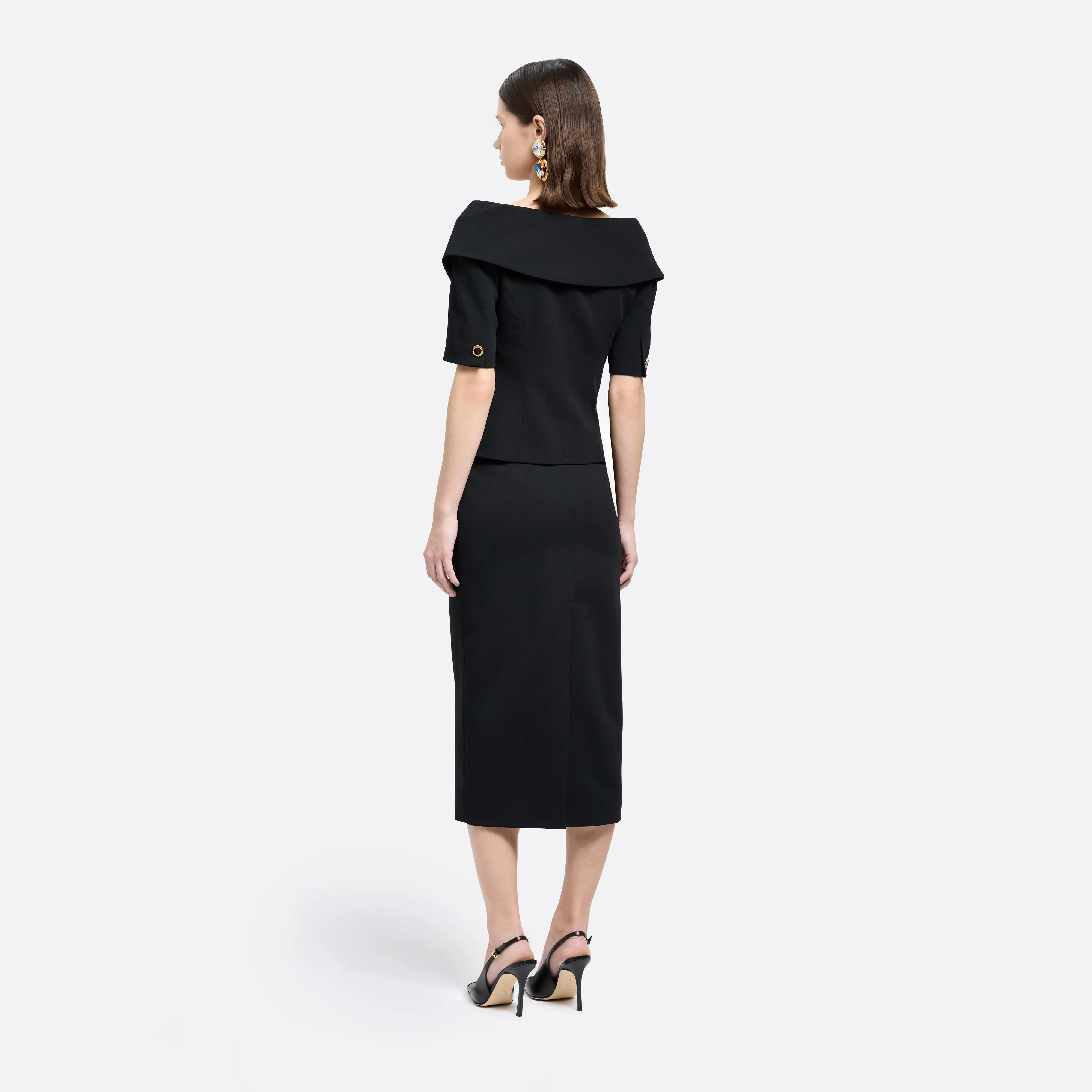 WOOL CRÊPE OFF-SHOULDER JACKET sold by Alessandra Rich product image thumbnail 4