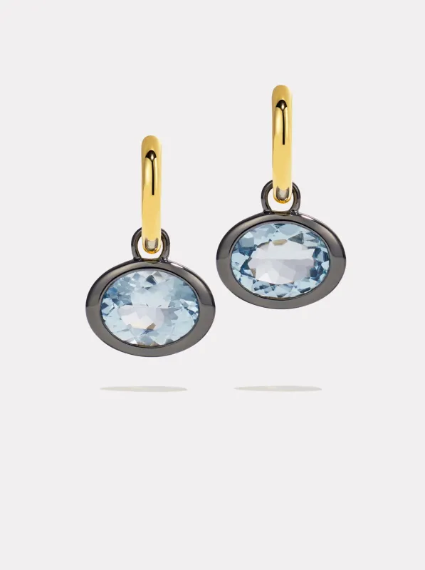 XL Orbit Hoops - Aquamarine & Black Rhodium made by By Pariah