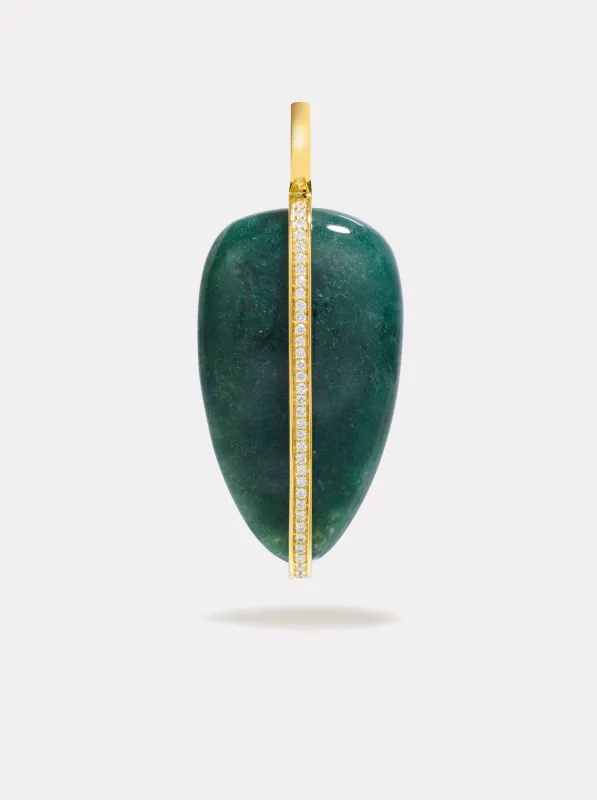 Large Diamond Pebble Pendant | Moss Agate made by By Pariah