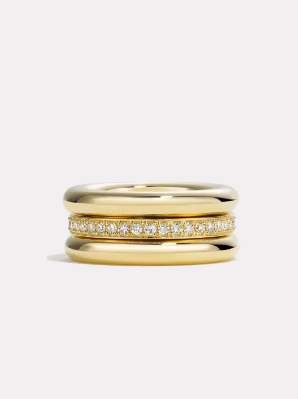 Triple Gold & Diamond Pinky Ring Stack made by By Pariah
