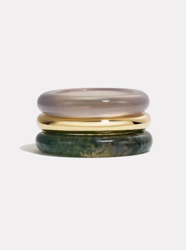 Stack_Stone Trilogy Gold Stack | Moss & Grey Agate - 55 made by By Pariah