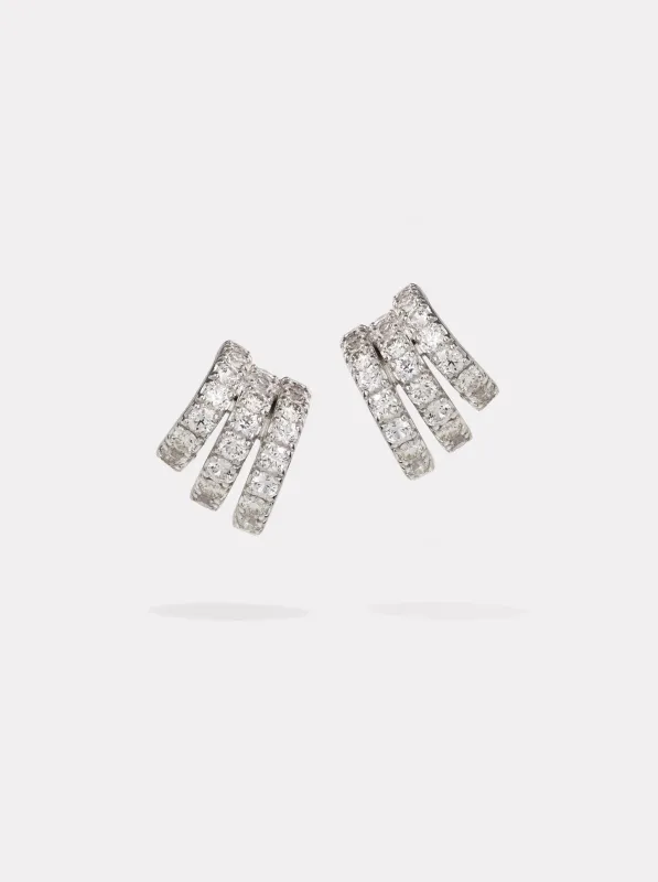 Classic Pavé Earring Stack | White Gold made by By Pariah