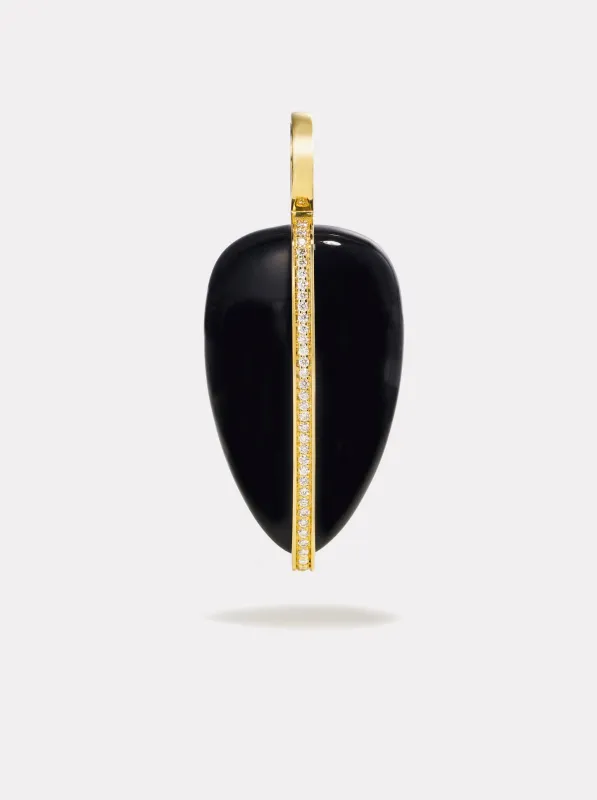 Large Diamond Pebble Pendant in Black Onyx | 14K made by By Pariah