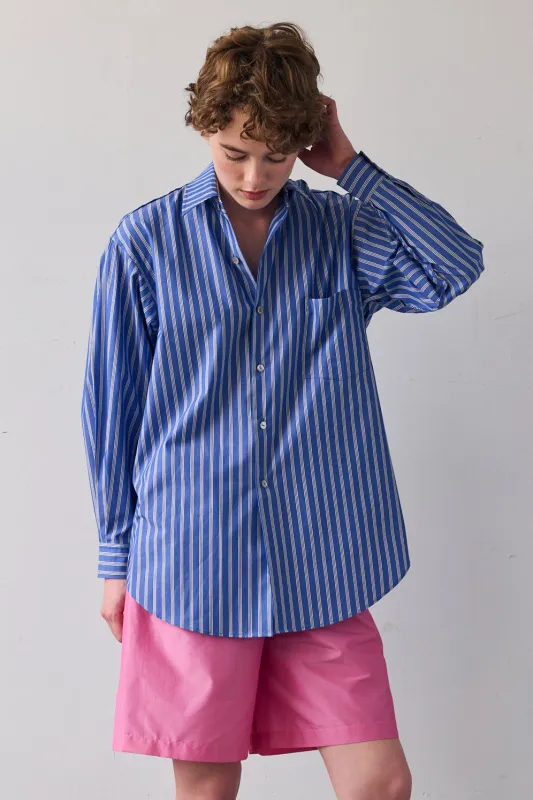 SLOAN SHIRT - COBALT STRIPE made by CHELSEA MAK
