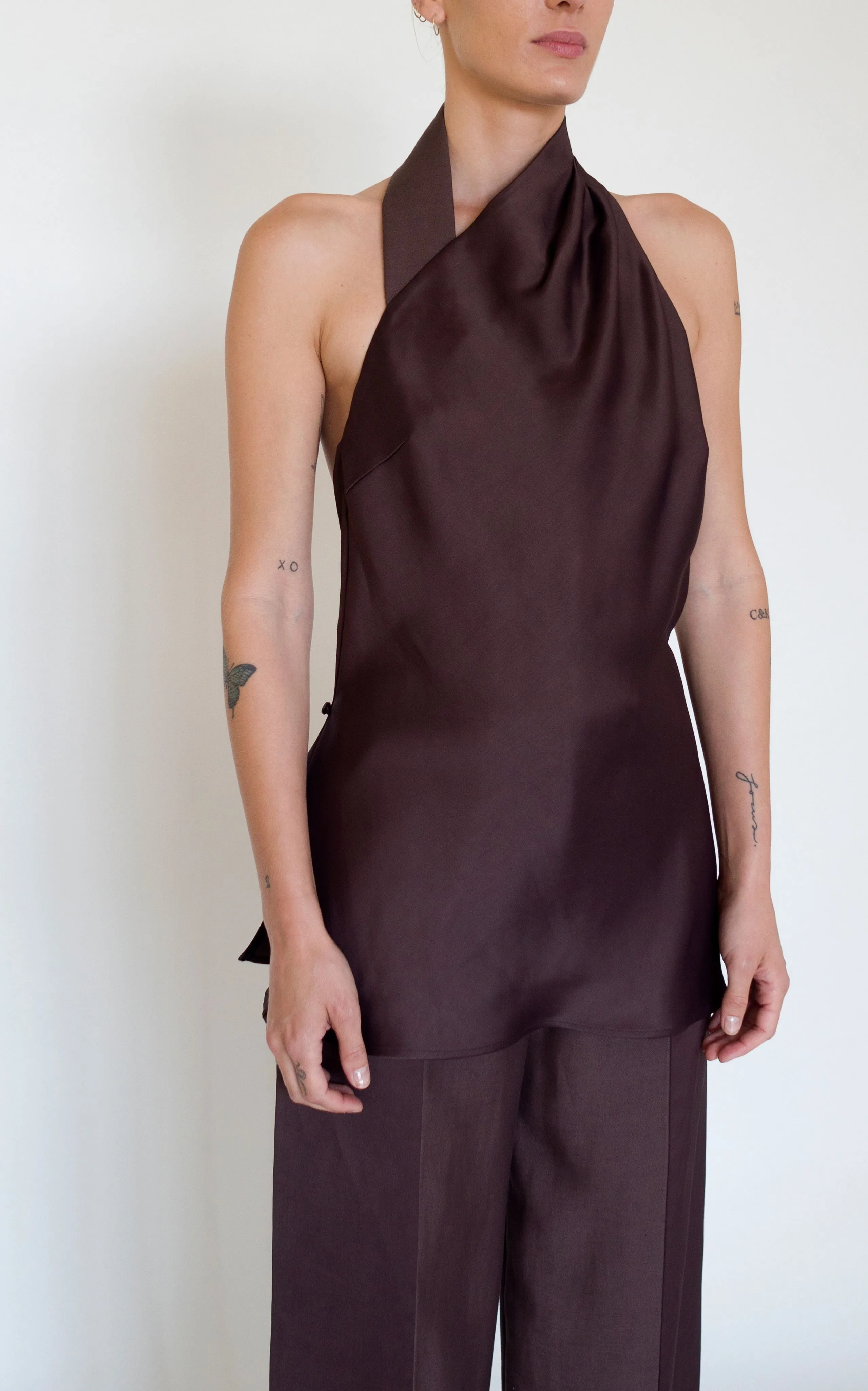 SAMPLE Bind Halter Top | Chocolate sold by STUDIO AMELIA product image thumbnail 2