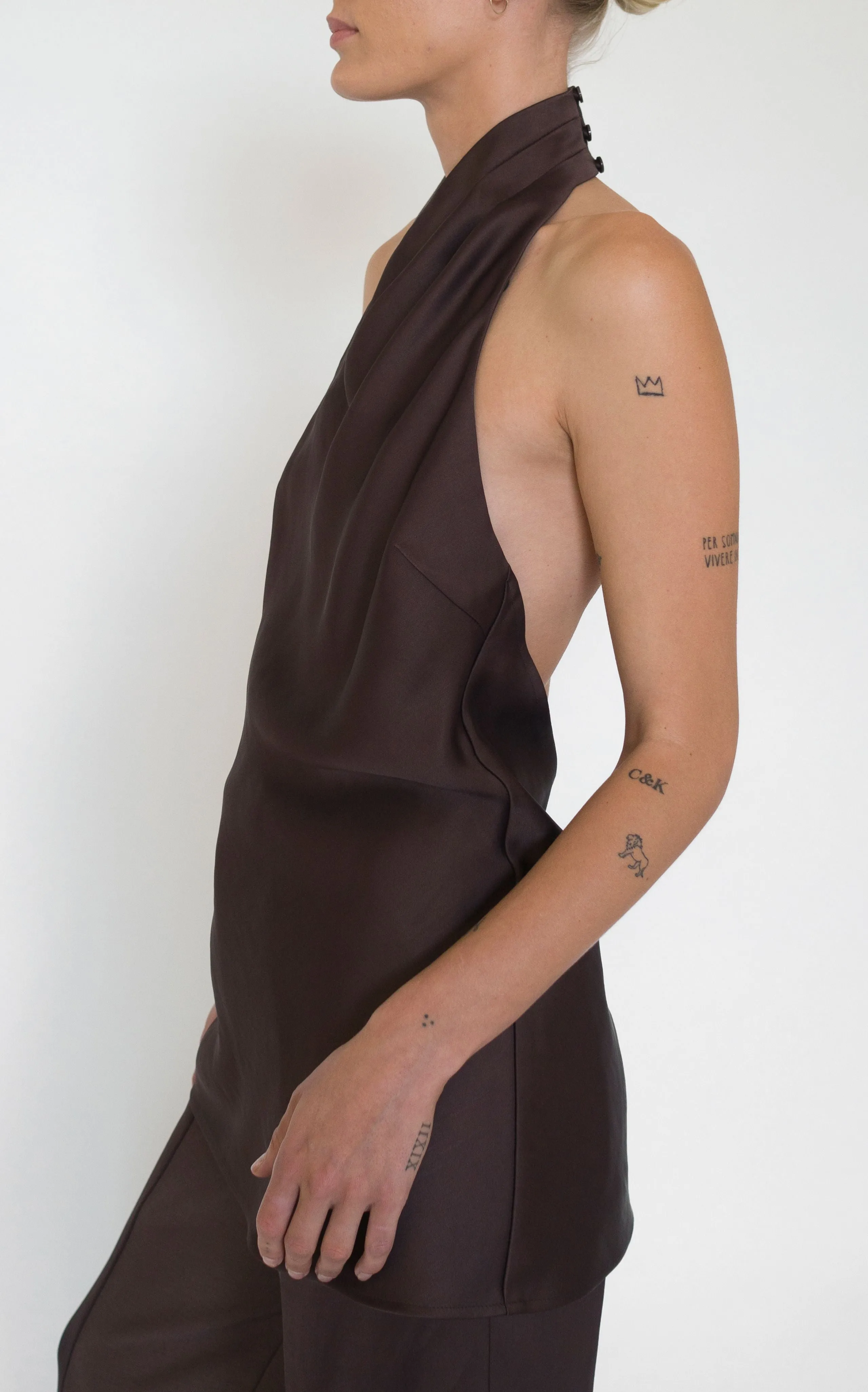 SAMPLE Bind Halter Top | Chocolate sold by STUDIO AMELIA product image thumbnail 5