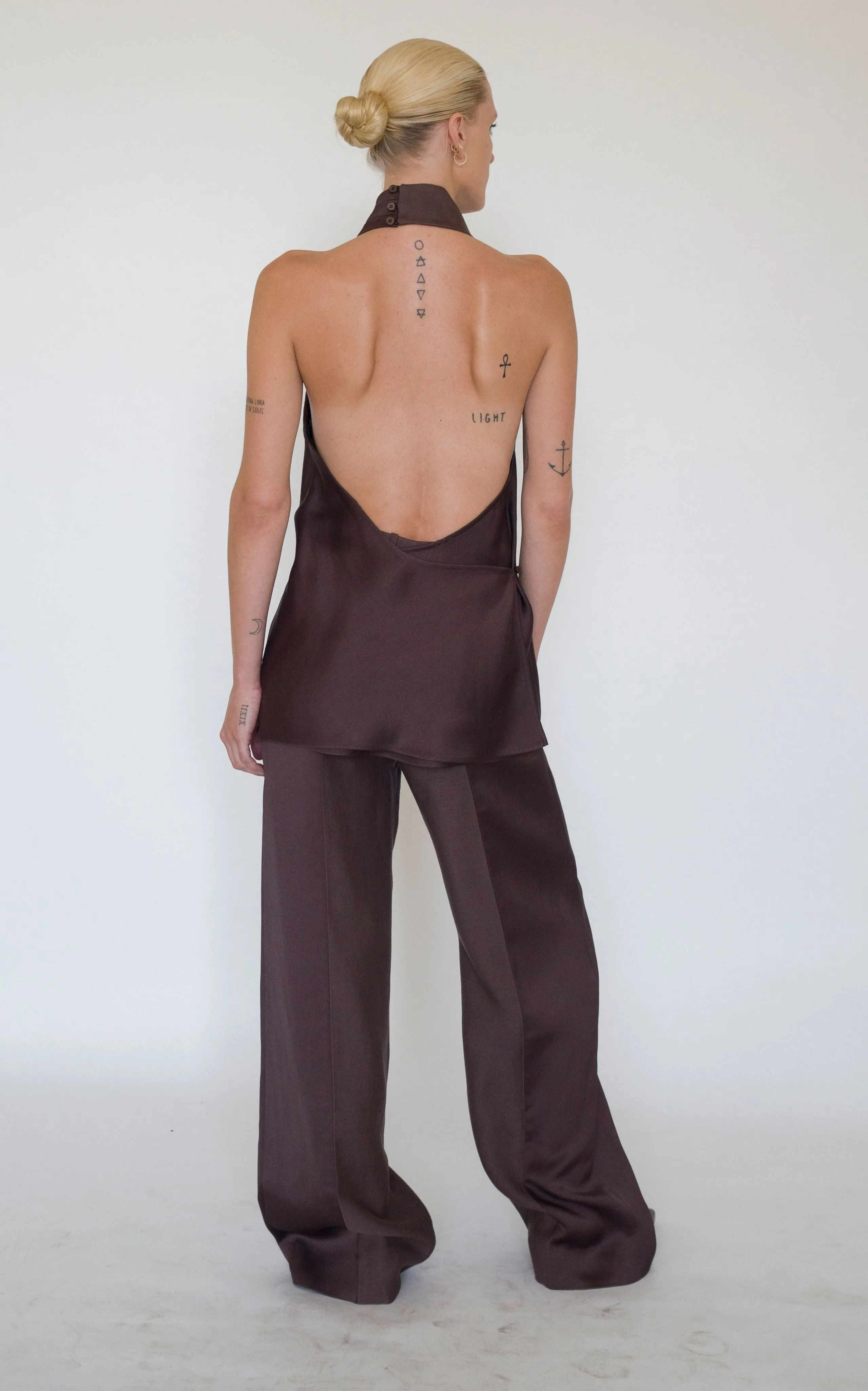 SAMPLE Bind Halter Top | Chocolate sold by STUDIO AMELIA product image thumbnail 3