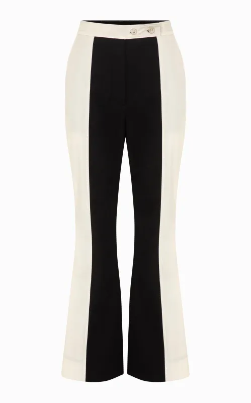 SAMPLE Lettini Crop Flare Pant | Ivory & Black made by STUDIO AMELIA