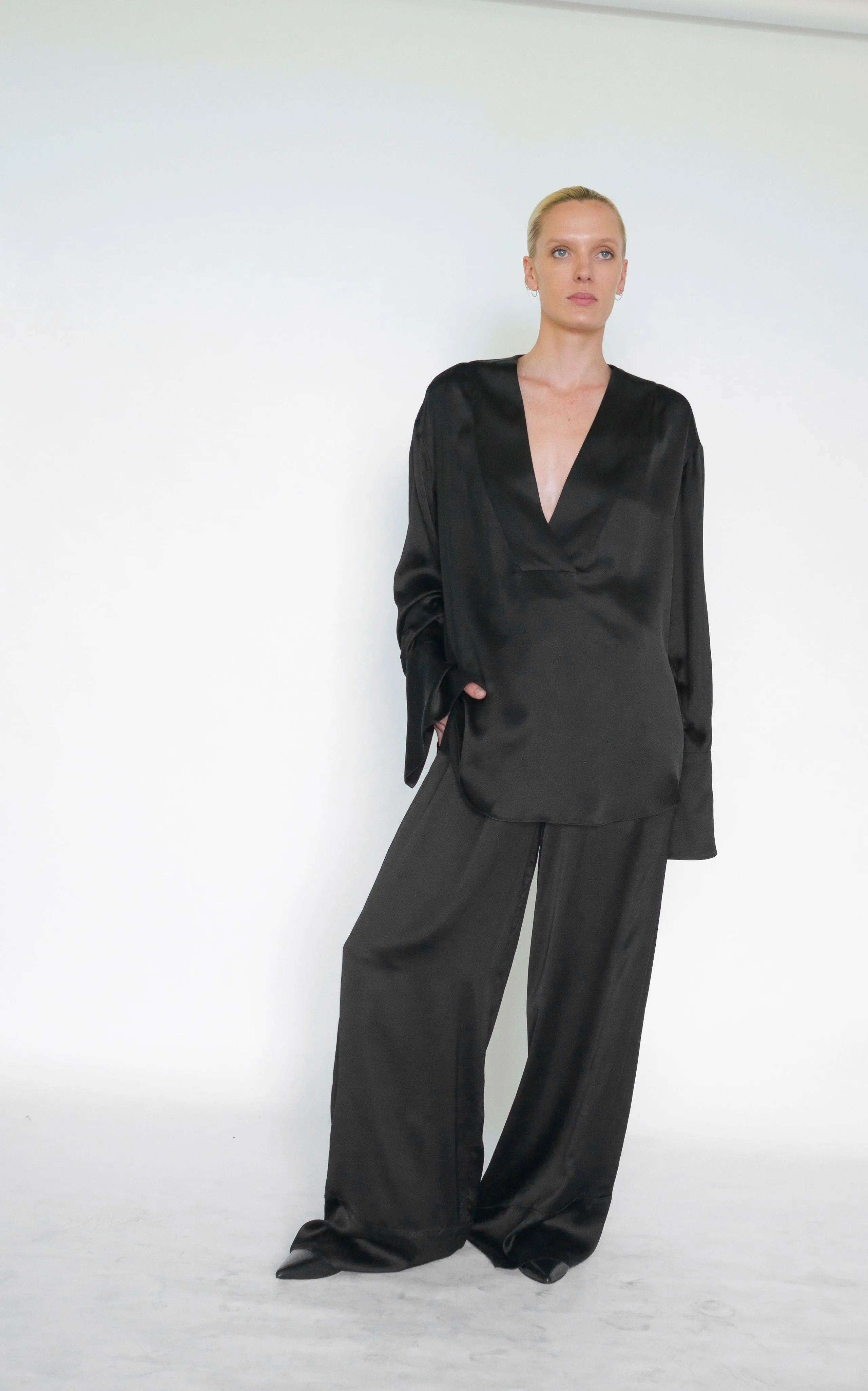 Fluid Palazzo Pant | Black Viscose sold by STUDIO AMELIA product image thumbnail 4