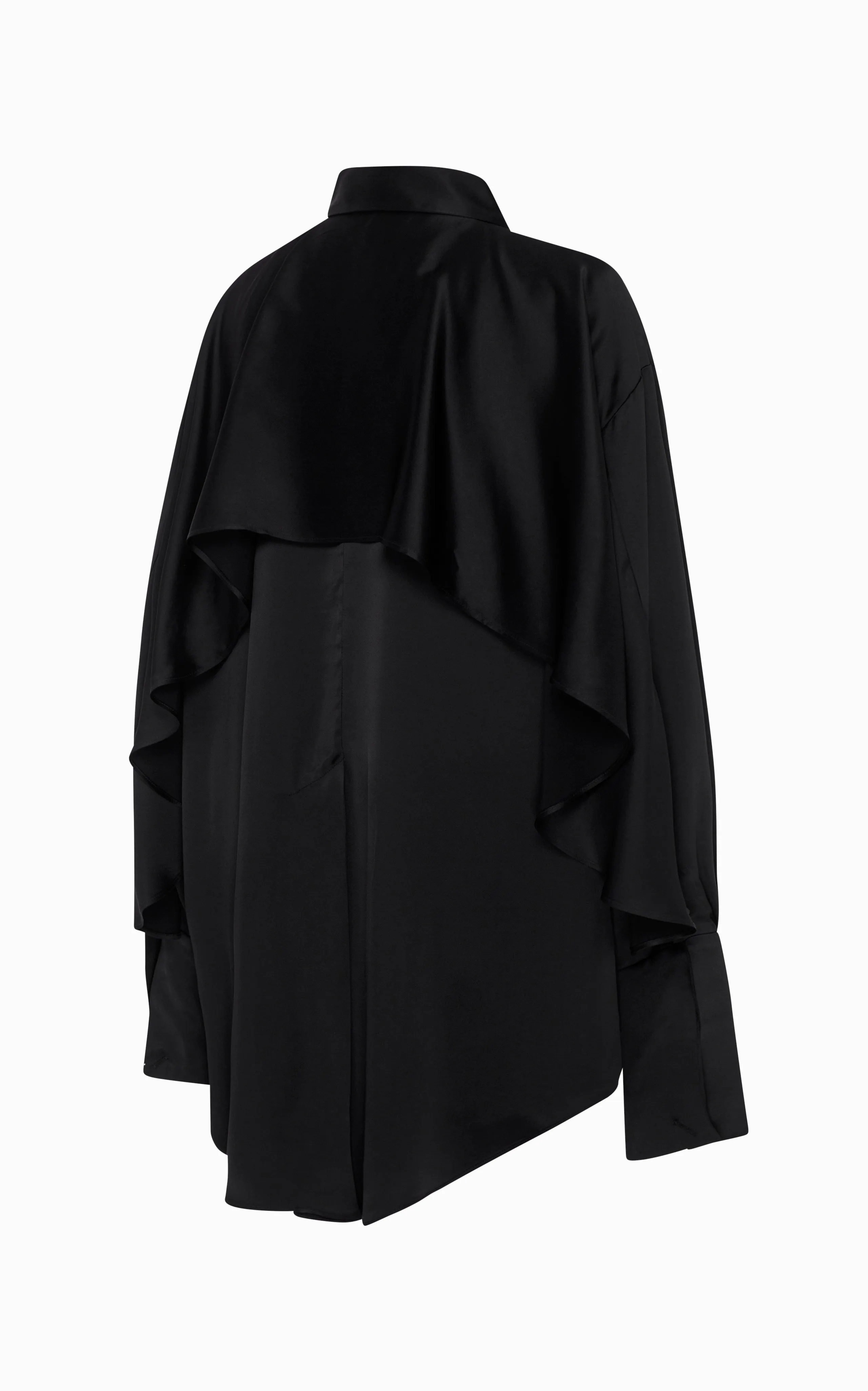 Magma Draped Back Shirt | Black Silk sold by STUDIO AMELIA product image thumbnail 2