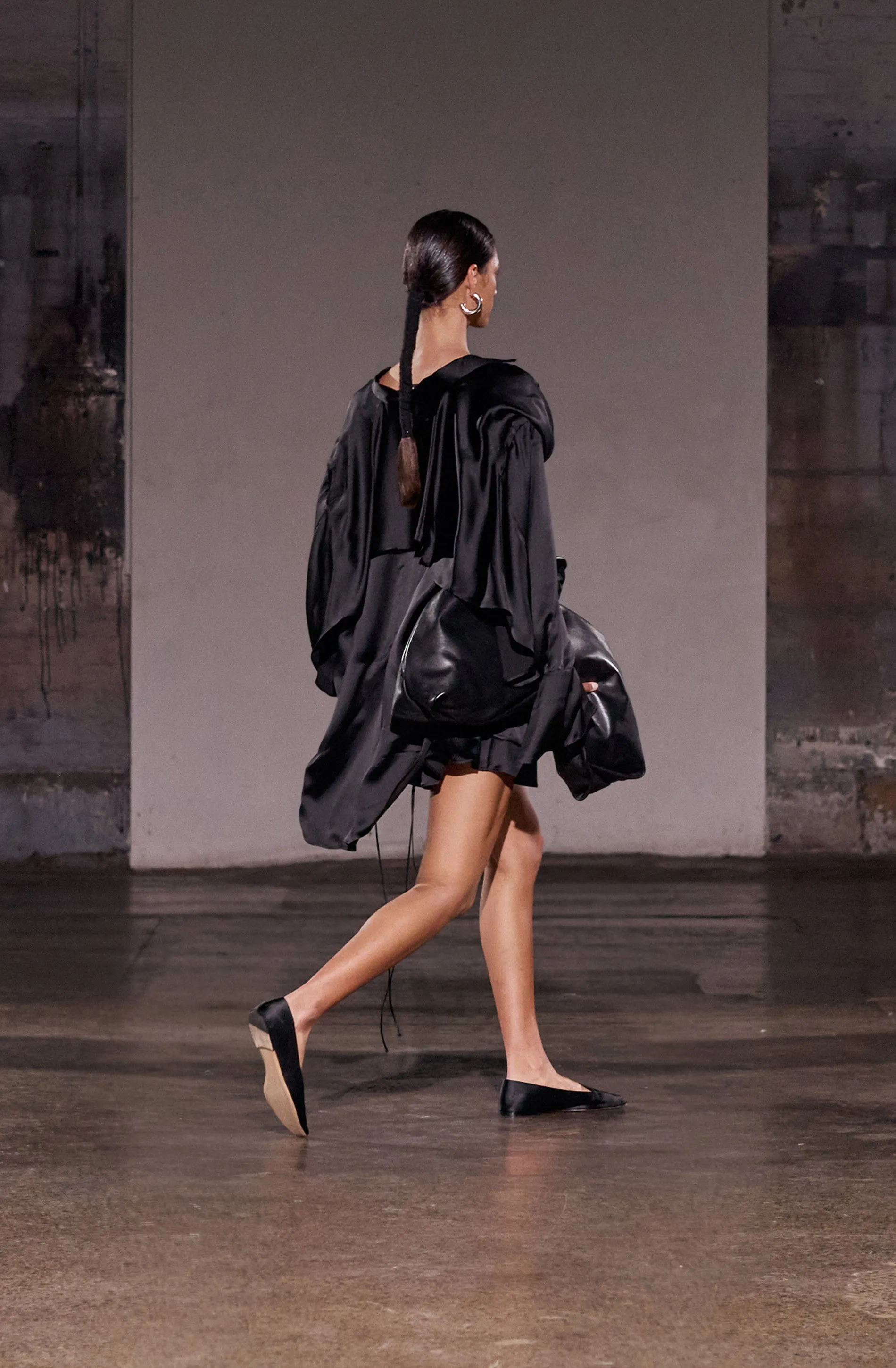 Magma Draped Back Shirt | Black Silk sold by STUDIO AMELIA product image thumbnail 5