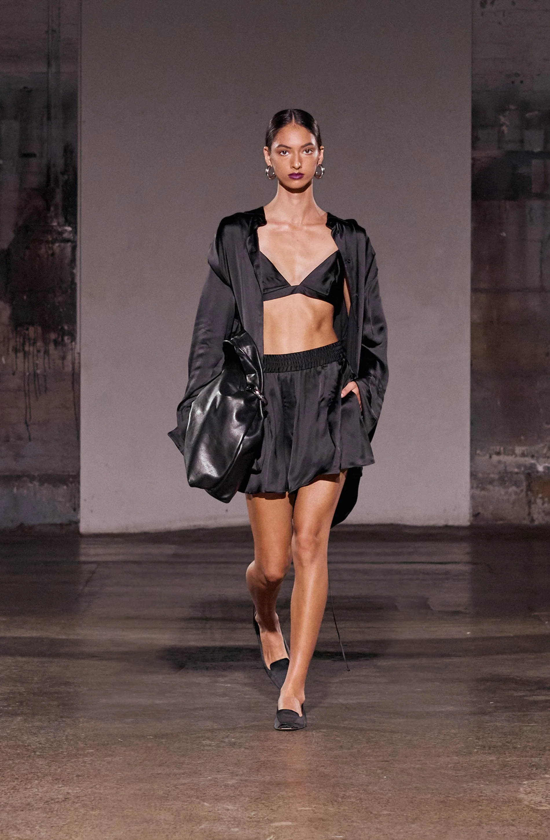 Magma Draped Back Shirt | Black Silk sold by STUDIO AMELIA product image thumbnail 4