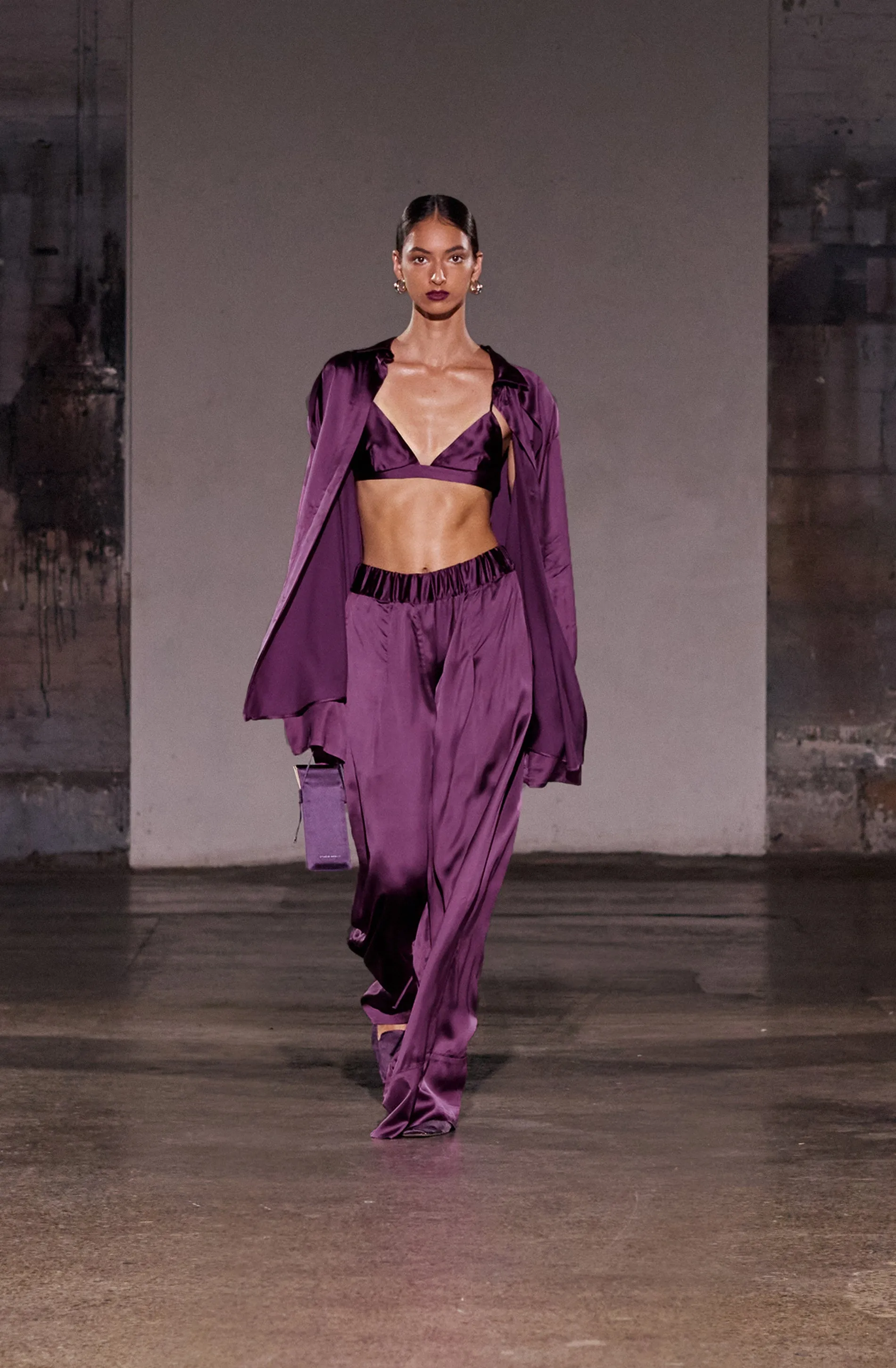 Magma Draped Back Shirt | Aubergine Viscose sold by STUDIO AMELIA product image thumbnail 4